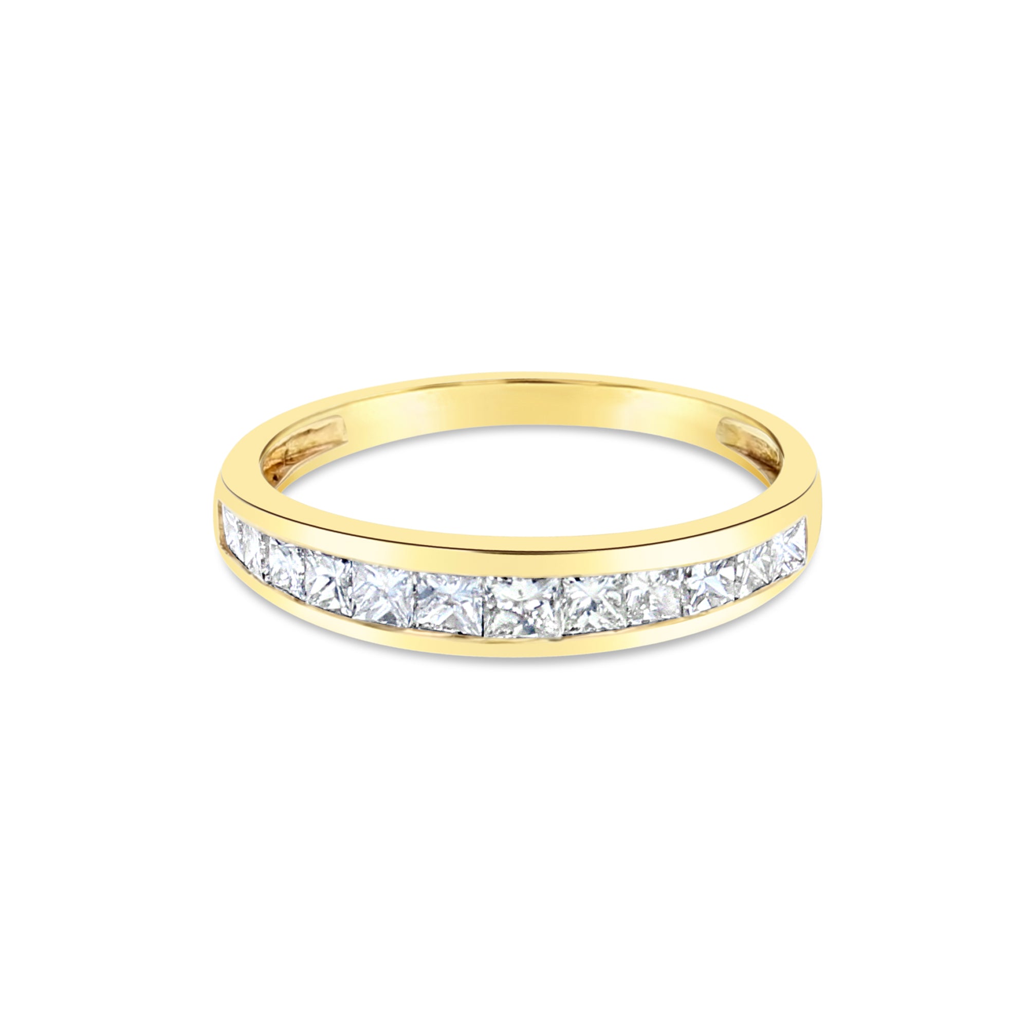 0.50cttw Princess Cut Channel Set Diamond Ring in 14k Yellow Gold - Elegant Engagement, Wedding, or Anniversary Jewelry Gift