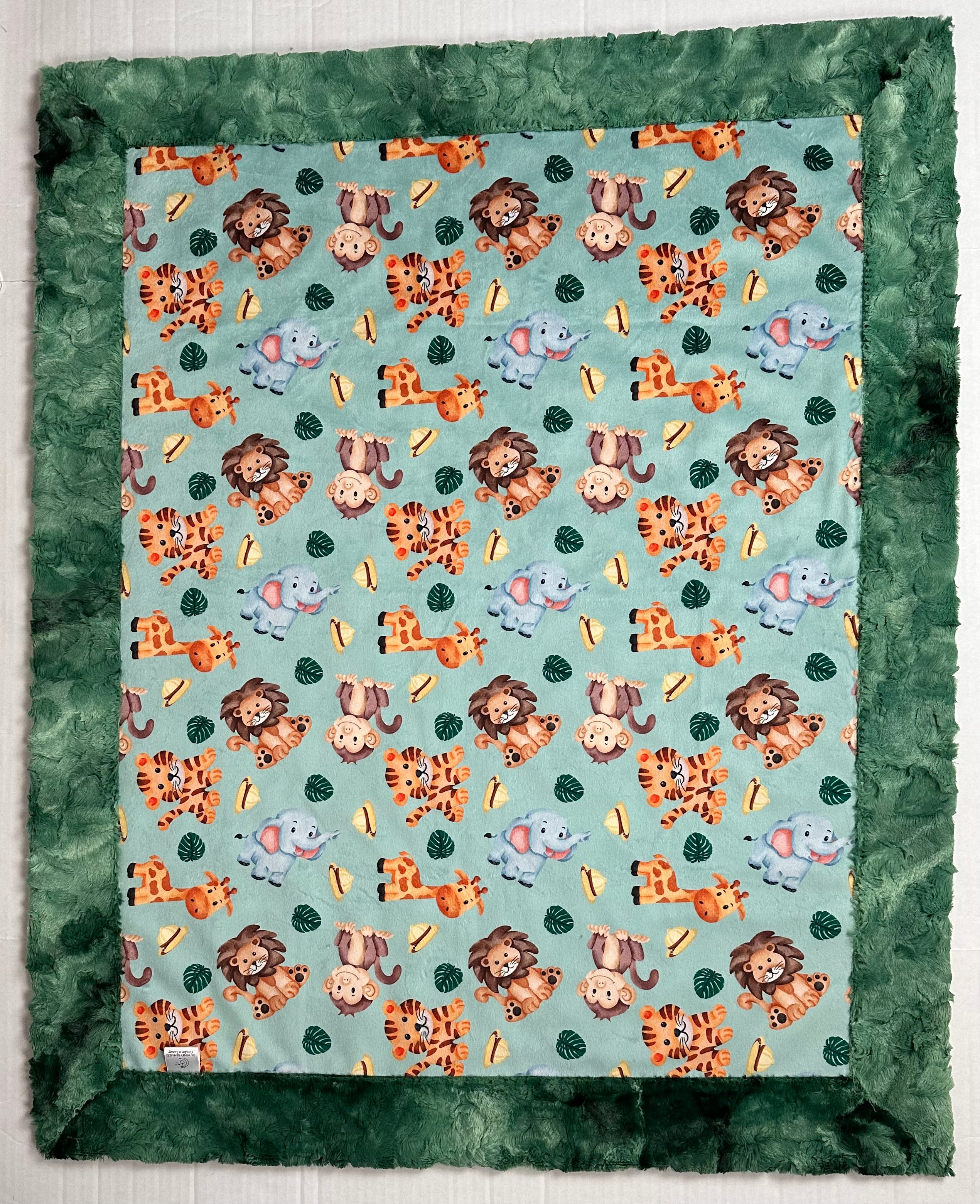 Premium Safari Baby Animals Evergreen Luxe Baby Blanket Set - 34x44