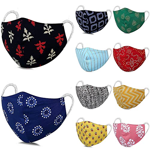 Breathable Multi-Color Cotton Face Mask for Men & Women - Soft Reusable Cloth Mask with Adjustable Ear Loops - Pack of 1 - Perfect for Daily Use, Travel, and Outdoor Activities