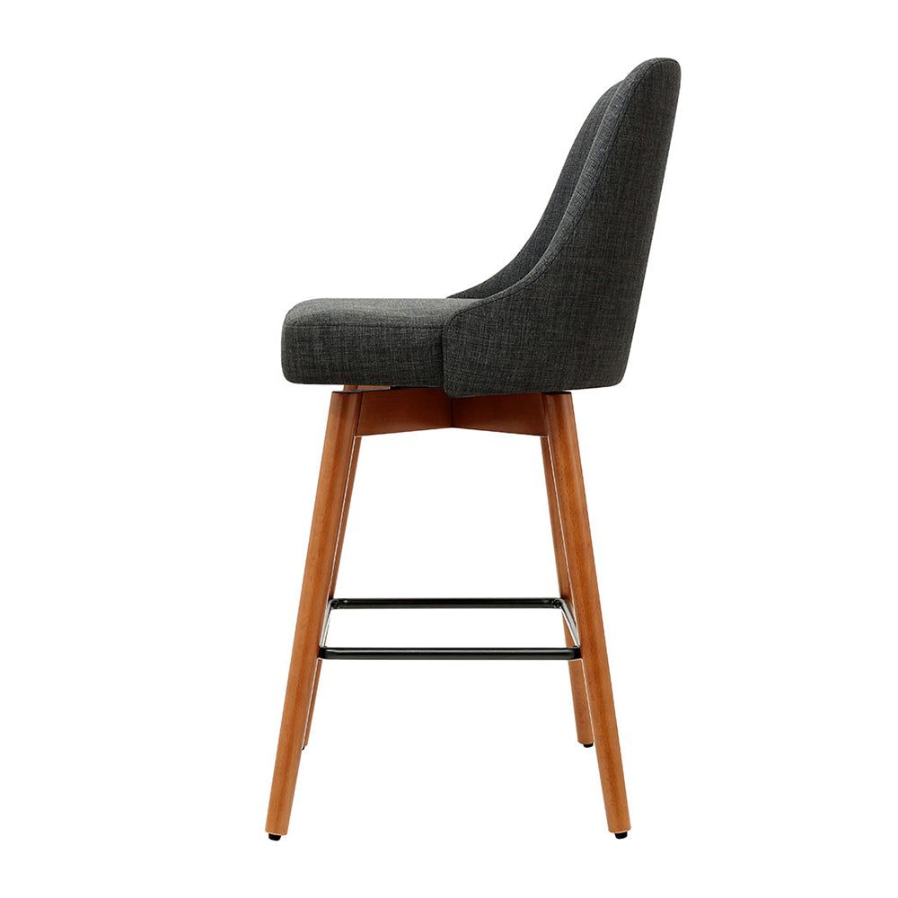 4 Bar Stools with Swivel Seats - Wooden Bar Height Stools in Charcoal Finish - Perfect for Kitchen Islands, Breakfast Bars, and Home Bars
