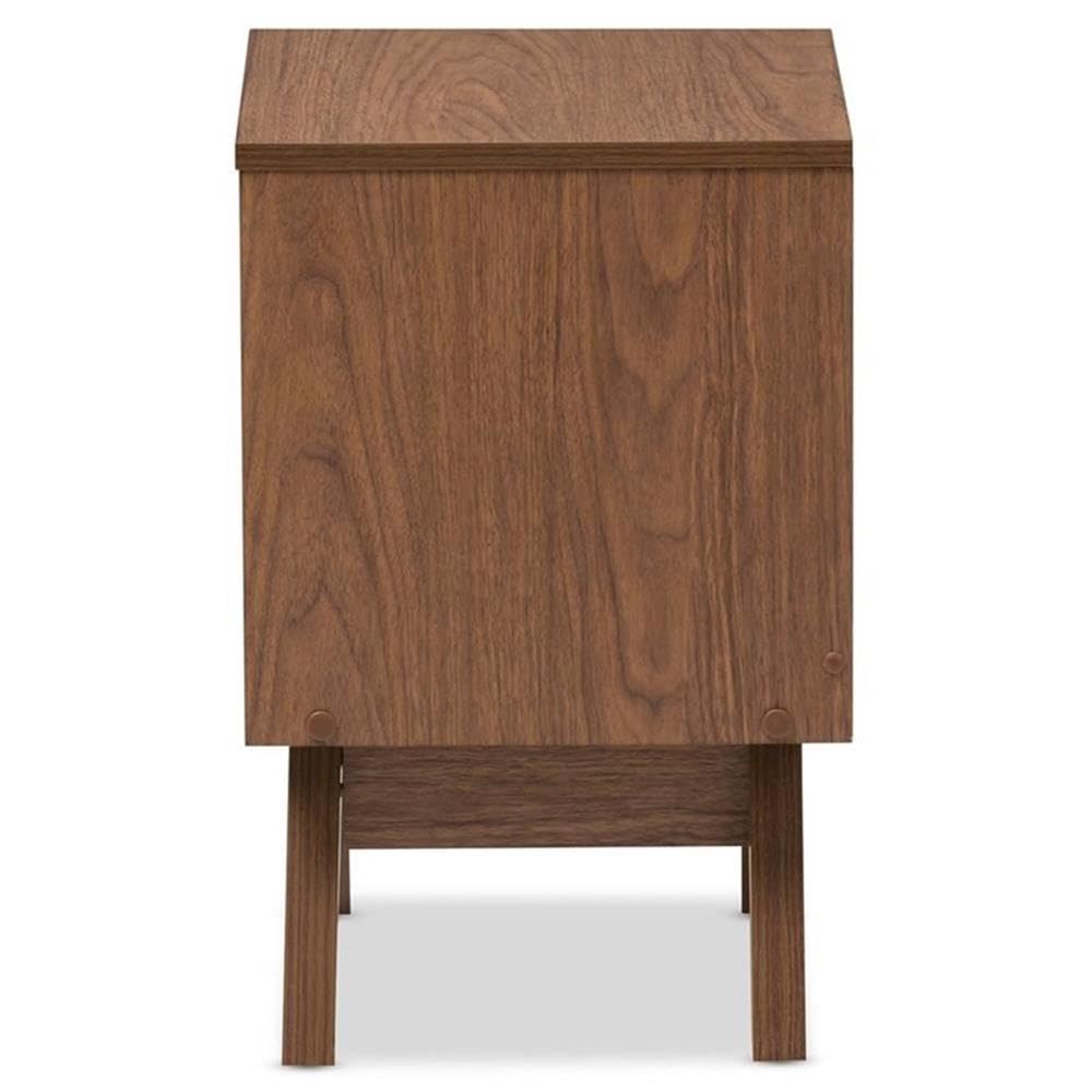 Allora Modern 2-Drawer Nightstand - White & Walnut Brown Wood Bedside Table for Bedroom, Living Room & Guest Room - Compact Storage End Table with Smooth Gliding Drawers