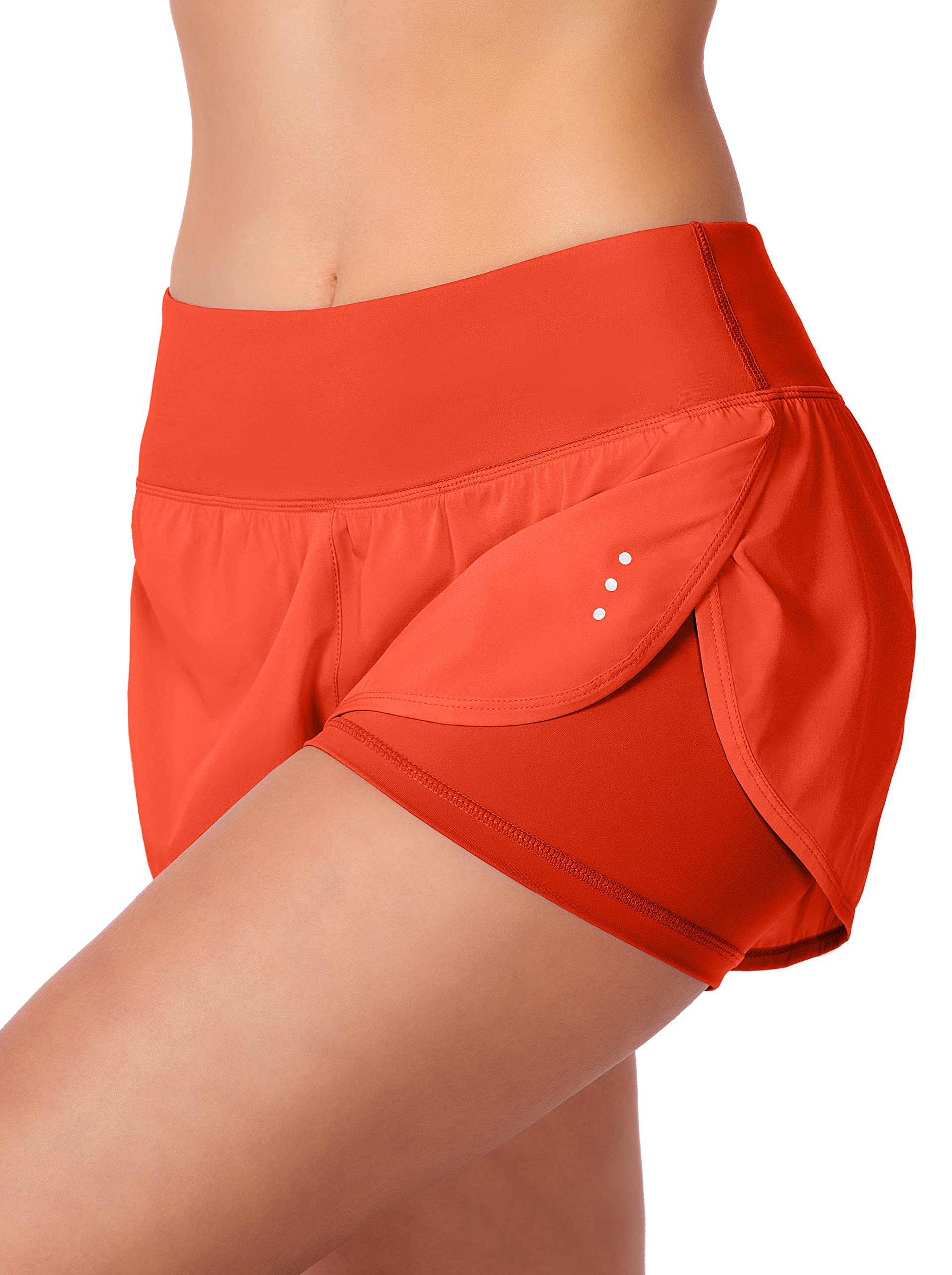 Women's 2-in-1 High Waist Running Shorts with Zipper Pockets - Breathable Spandex Workout Shorts for Gym, Yoga & Athletic Activities | Perfect for Jogging, Fitness Training & Active Lifestyle