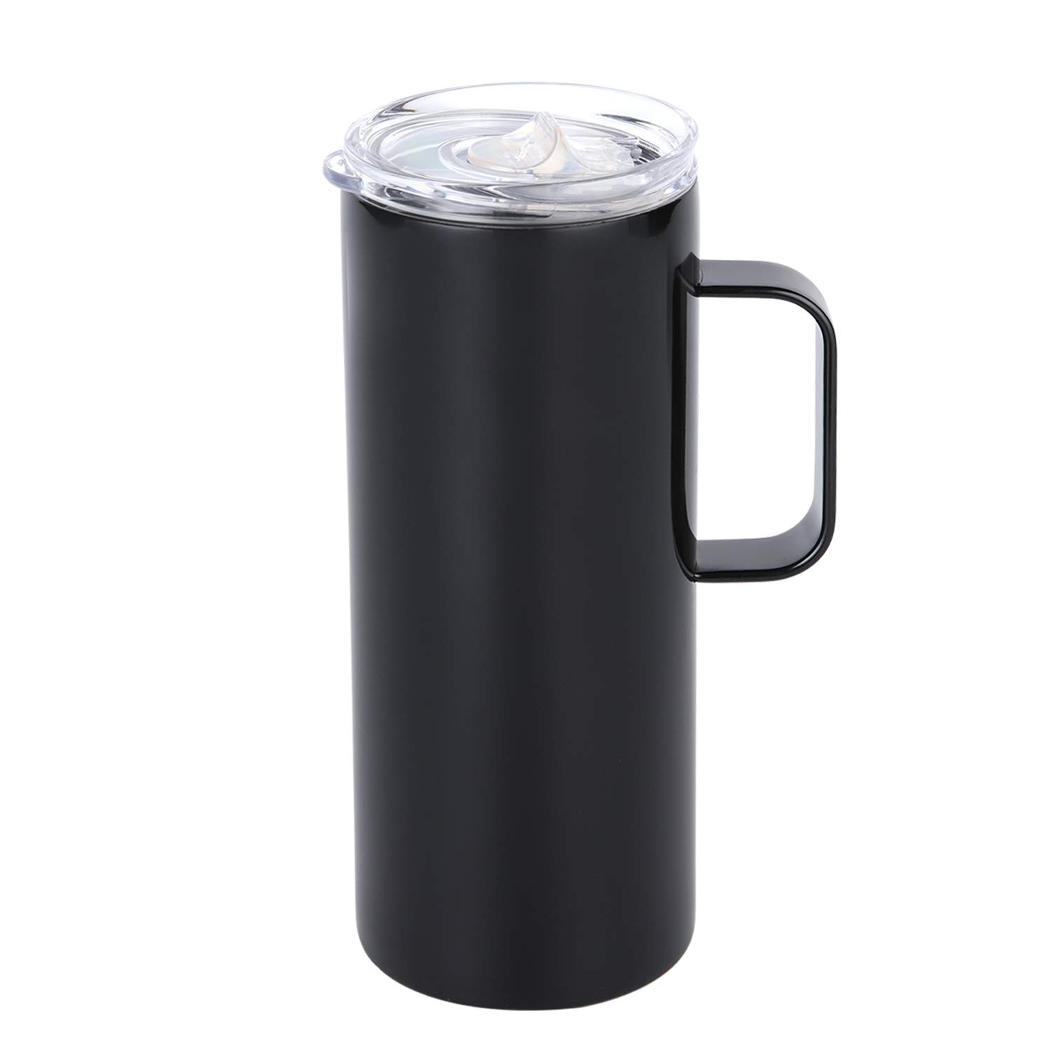 Premium 17 oz Stainless Steel Vacuum Insulated Coffee Mug with Handle & Lid - Double Wall Thermal Tumbler for Hot & Cold Drinks - Travel-Friendly Black Coffee Cup for Office, Commuting & Outdoor Activities