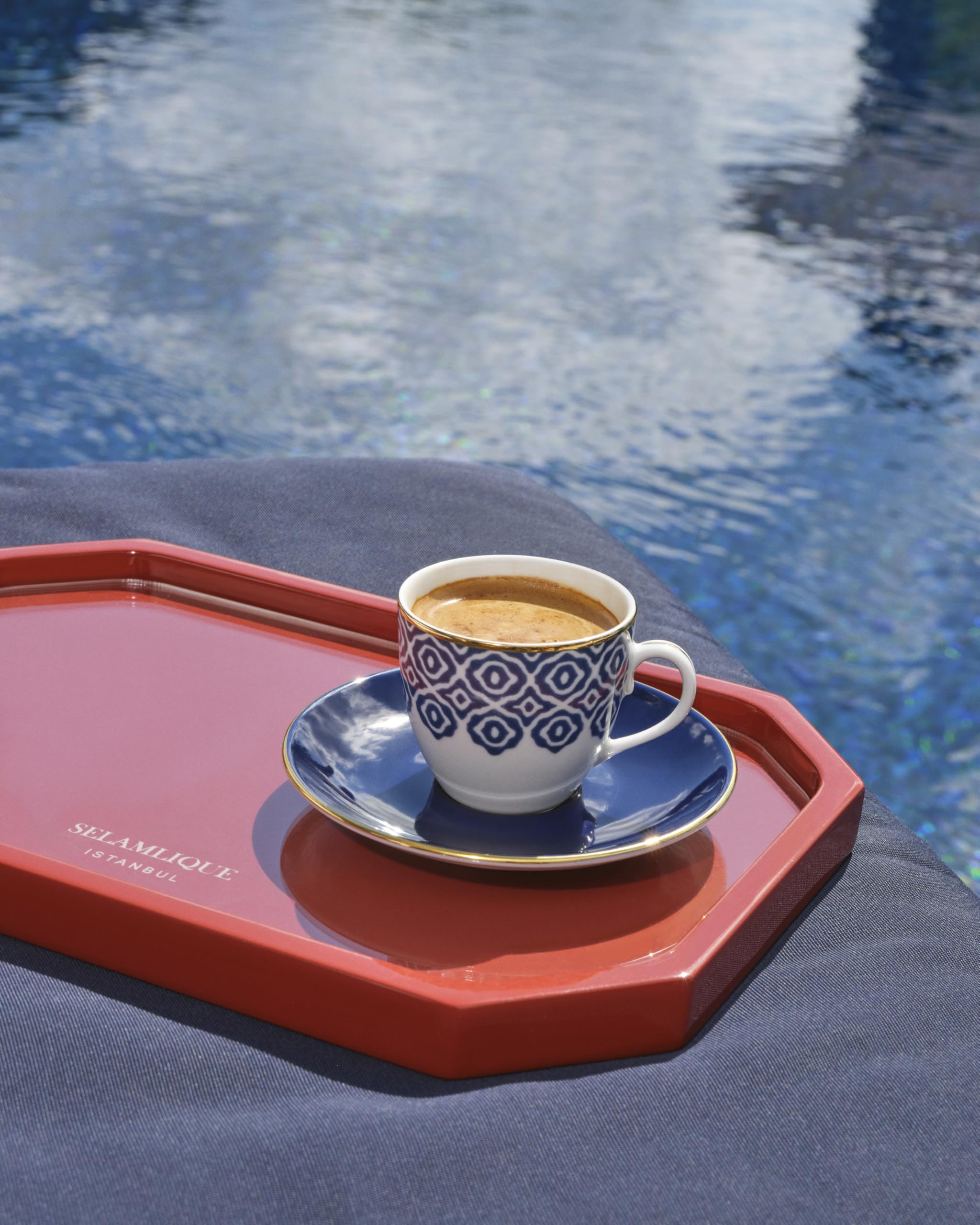 Selamlique Istanbul Turkish Coffee Cup Set - 2-Piece Blue & White Traditional Turkish Coffee Cups for Authentic Brewing & Serving | Perfect for Home, Cafe & Gift Giving