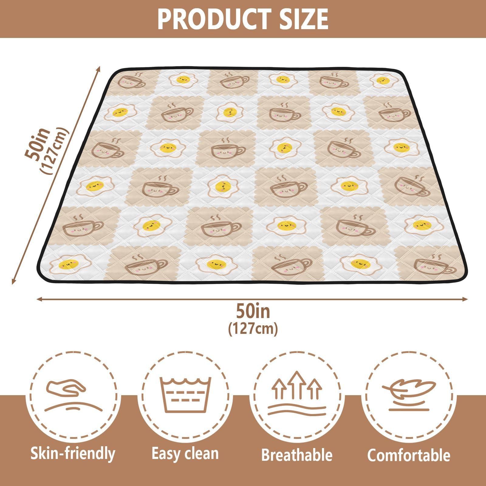 **KICPOAY Baby Play Mat with Coffee Cups & Fried Eggs Design - 50