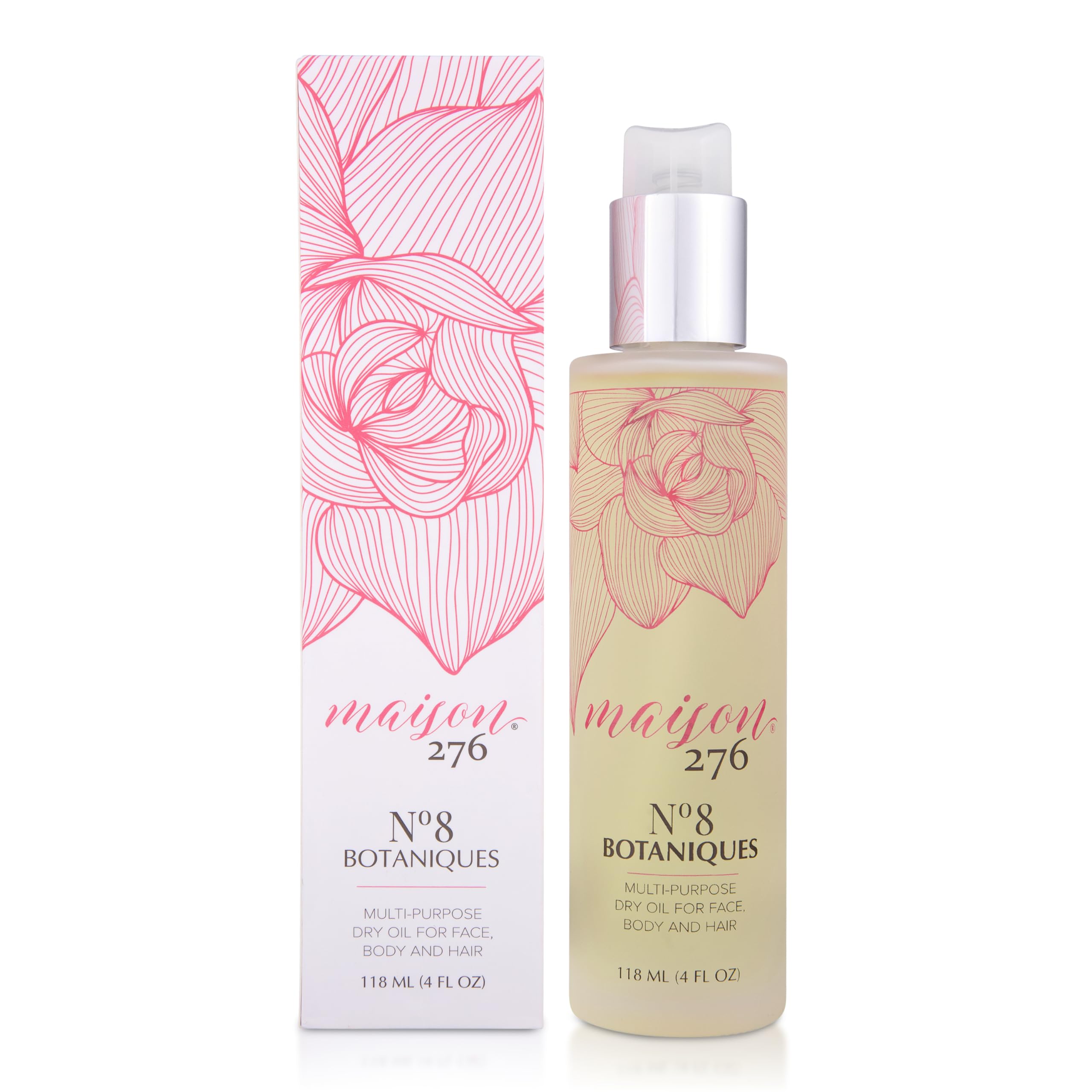 Maison 276 No. 8 Botaniques Multi-Purpose Moroccan Argan Oil - Face, Body & Hair Moisturizer for Women & Men | Paraben & Sulfate Free | 4 Fl Oz | Perfect for After Shower Hydration, Daily Skincare & Hair Treatment
