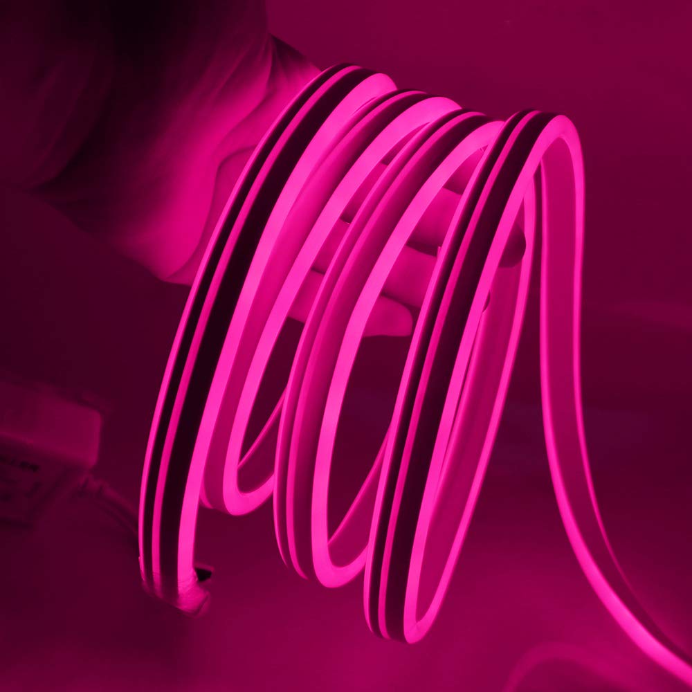 XUNATA 46ft LED Neon Strip Lights - Dimmable 110-120V Flexible Rope Light with Remote, 120 LEDs/M Waterproof 2835 SMD for Indoor/Outdoor Party Decor, Wedding, Bar, Bedroom Lighting (Pink) - Perfect for Home Decoration, Nightclub & Event Lighting