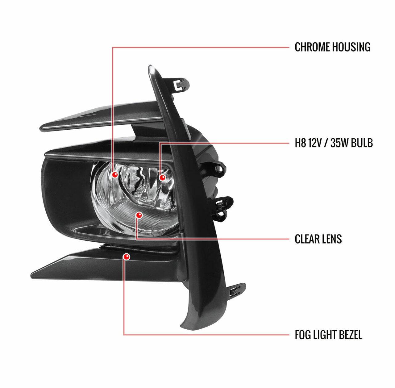 2018-2020 Toyota Sienna H11 LED Fog Lights Kit - Chrome Housing & Clear Lens Replacement - Perfect for Night Driving and Bad Weather Visibility