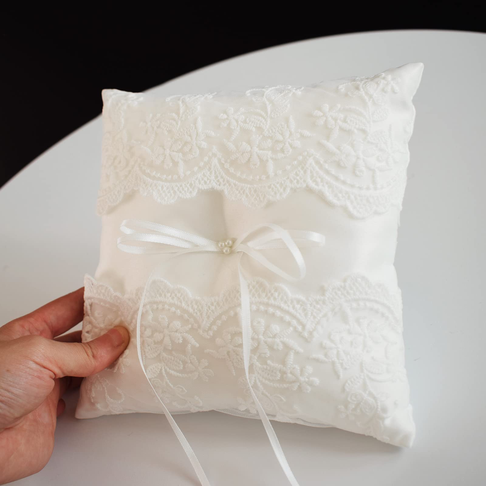 Ivory Lace Wedding Ring Bearer Pillow - Elegant Ring Cushion for Wedding Ceremony, Engagement Party & Vow Renewal | Perfect for Ring Exchange, Bridal Showers & Romantic Proposals