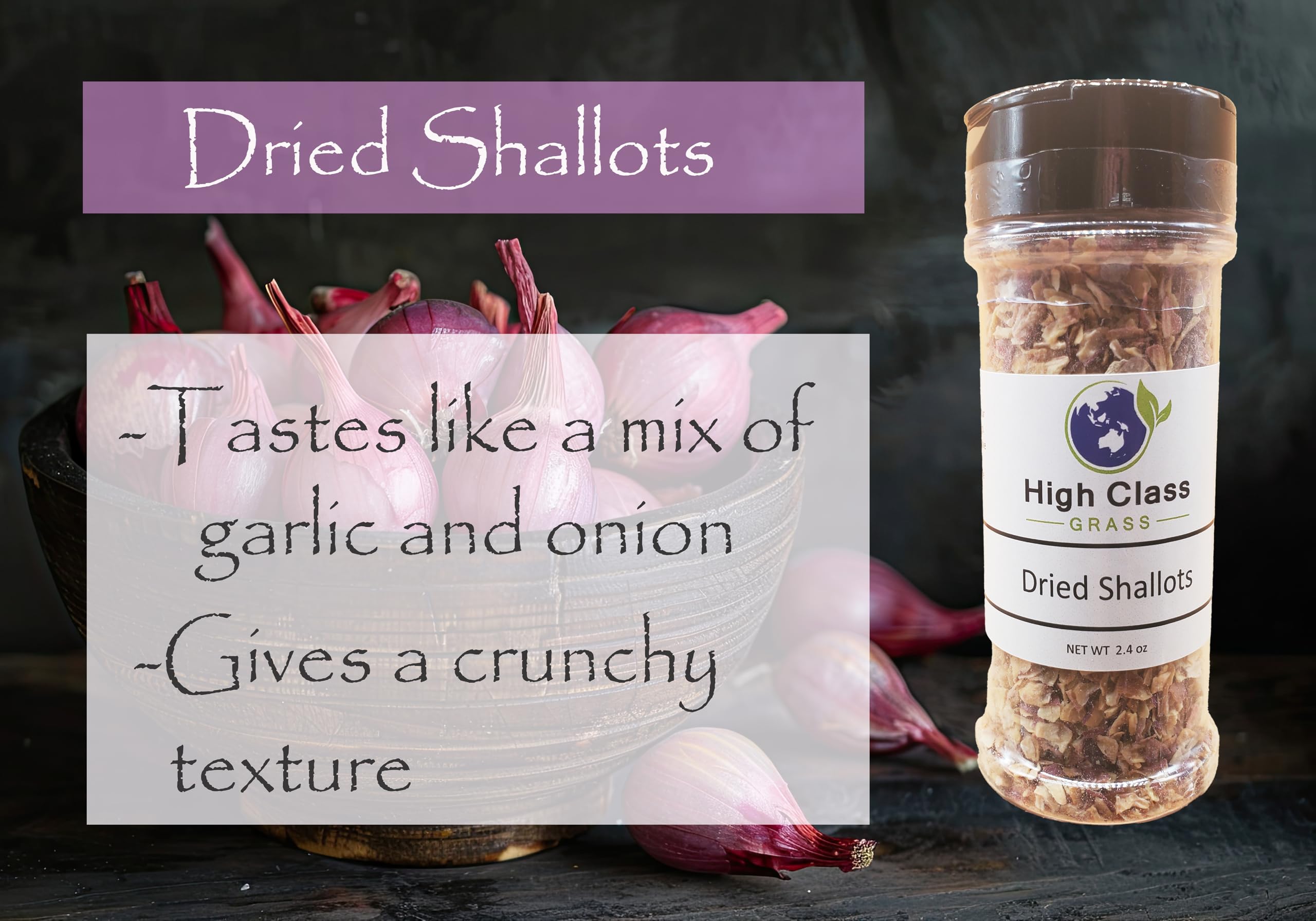 Premium Dried Shallots & Dehydrated Diced Onions - All-Natural Seasoning for Salads, Ramen, Soups & Meat Dishes - 2.4 oz - Perfect Topping for Home Cooking & Meal Prep