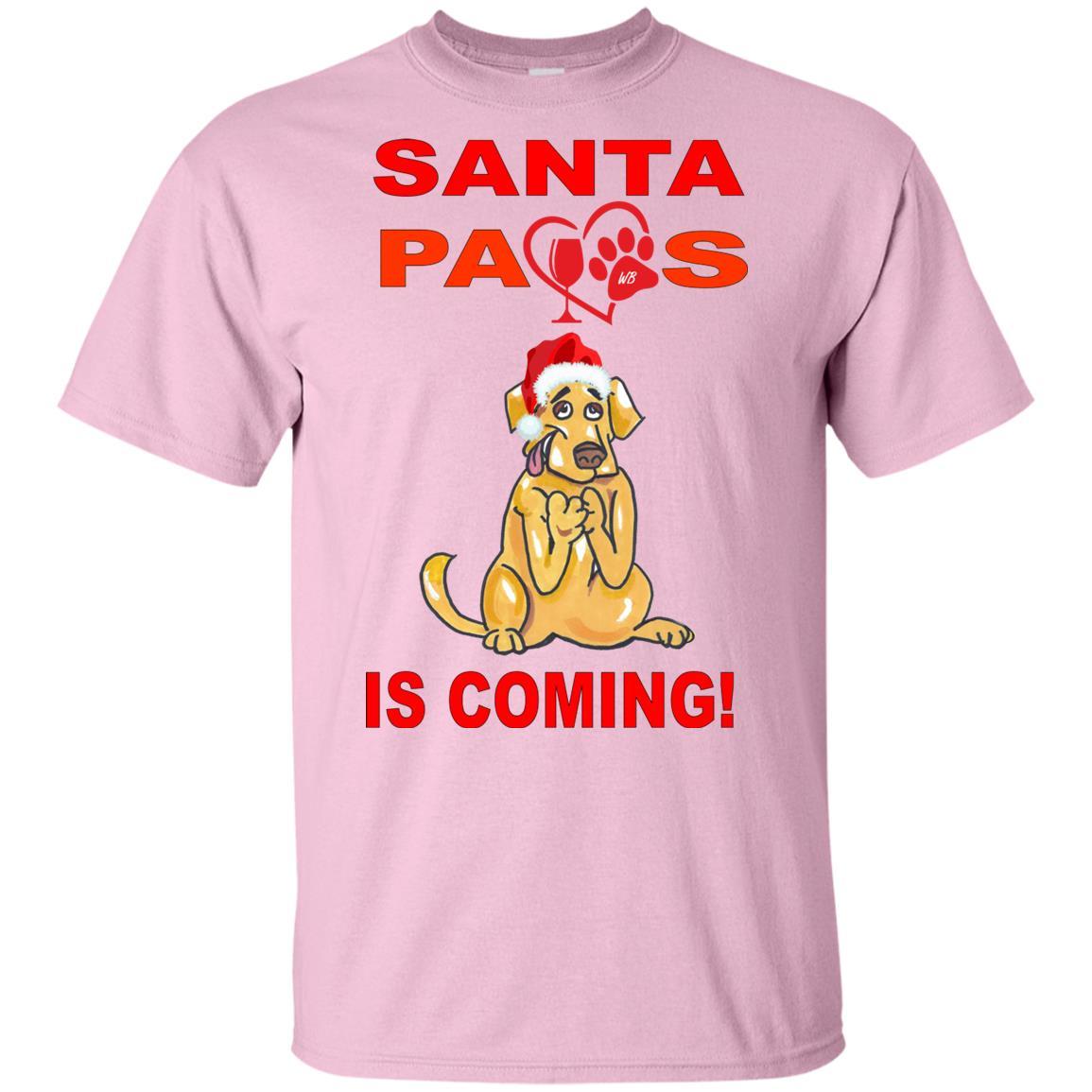 Santa Paws Is Coming - Funny Christmas Dog Lover Youth T-Shirt | Ultra Soft Cotton Tee for Kids & Teens | Perfect Gift for Pet Owners & Holiday Parties