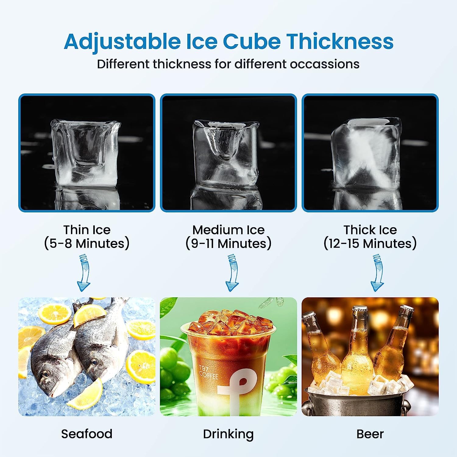 Commercial Ice Maker Machine 90lbs/24H, Stainless Steel Under Counter Ice Machine with 30lbs Storage - Freestanding Ice Maker (4x8 Ice Cubes) for Restaurants, Bars, Cafes & Home Use