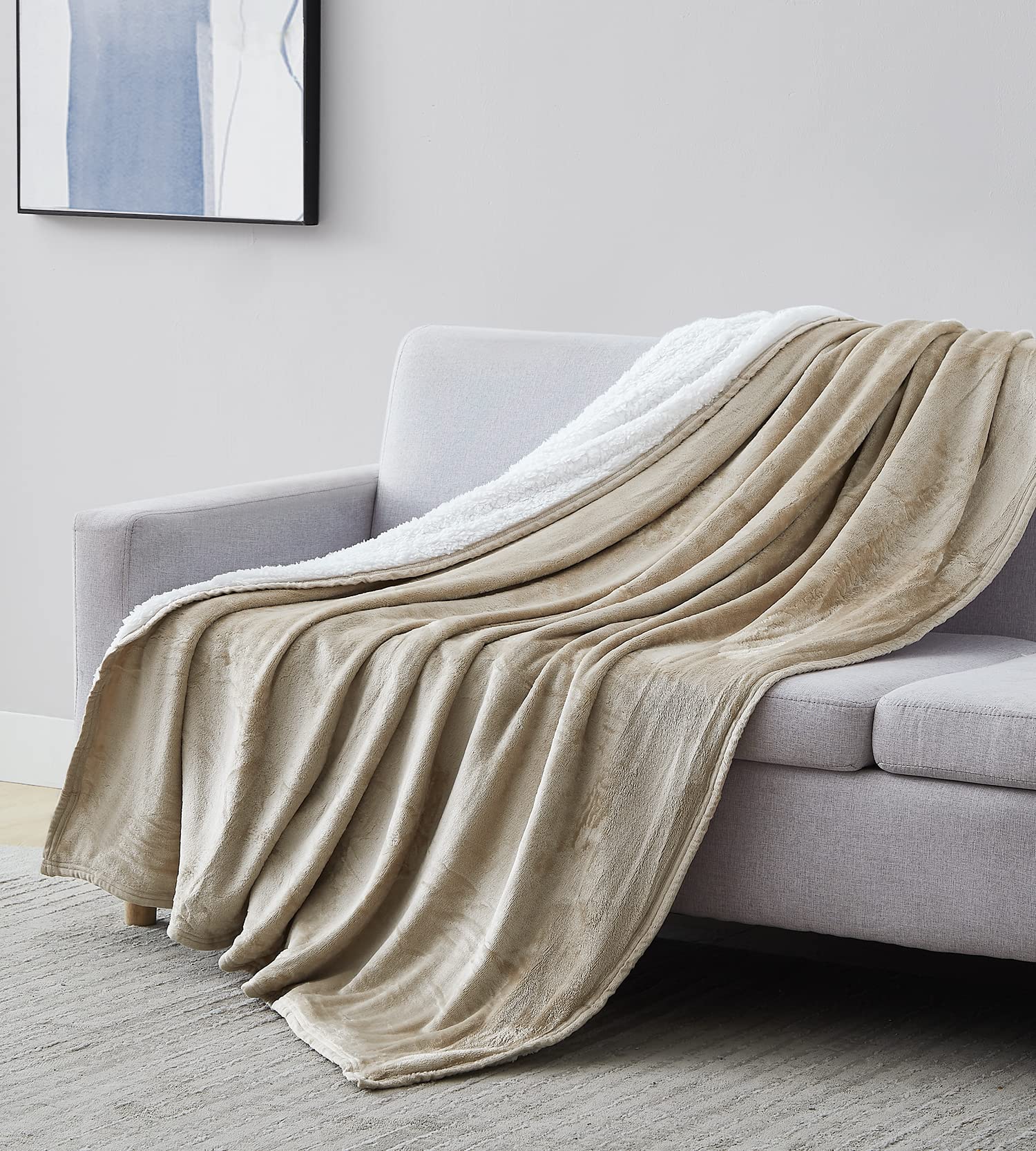 Southshore Fine Living Reversible Sherpa Fleece Throw Blanket - Ultra Soft & Cozy 50