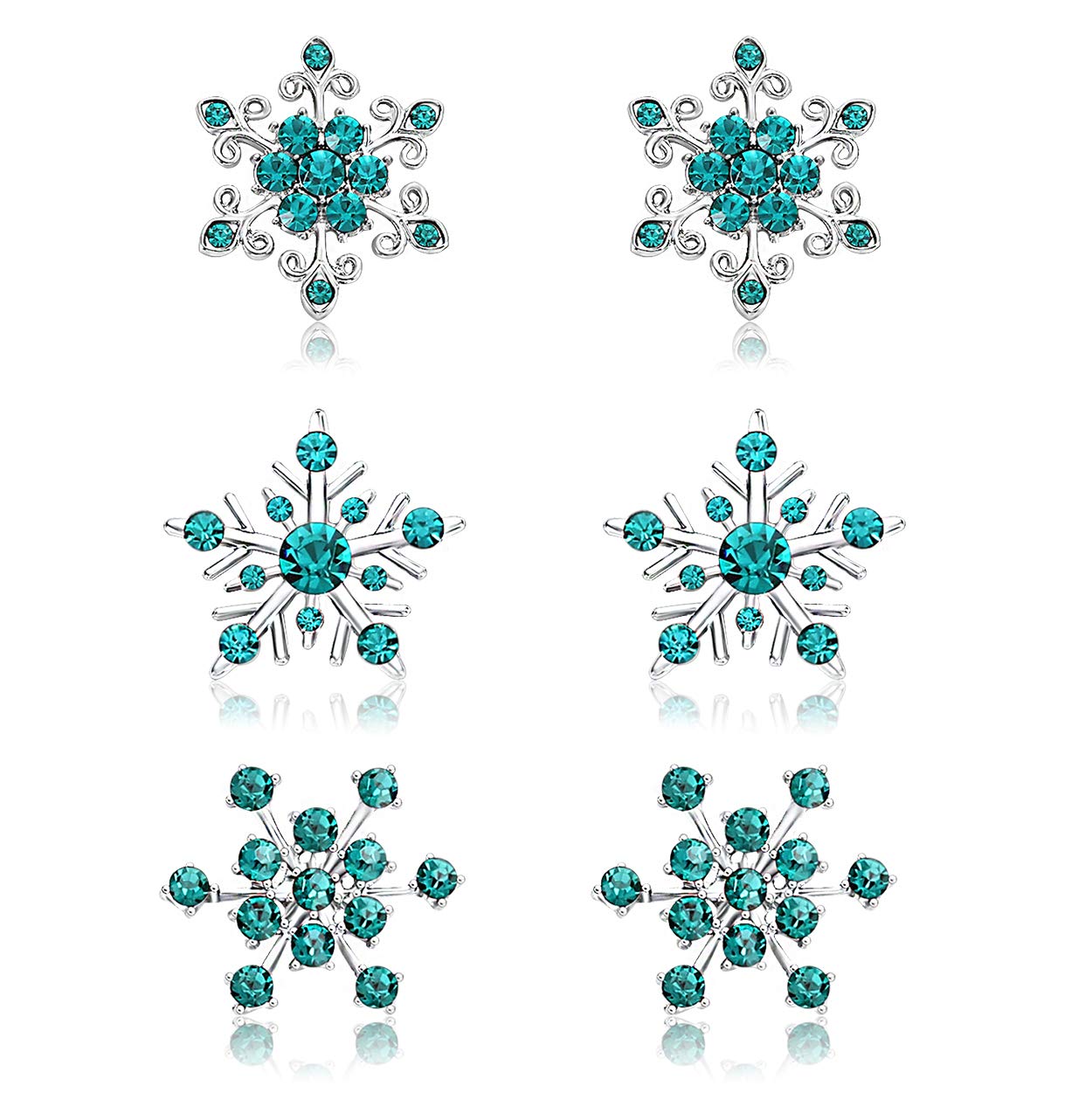 Sparkling Snowflake Stud Earrings for Women - Rhinestone Crystal Christmas Holiday Jewelry Set | Perfect Gift for Parties, Weddings & Festive Occasions