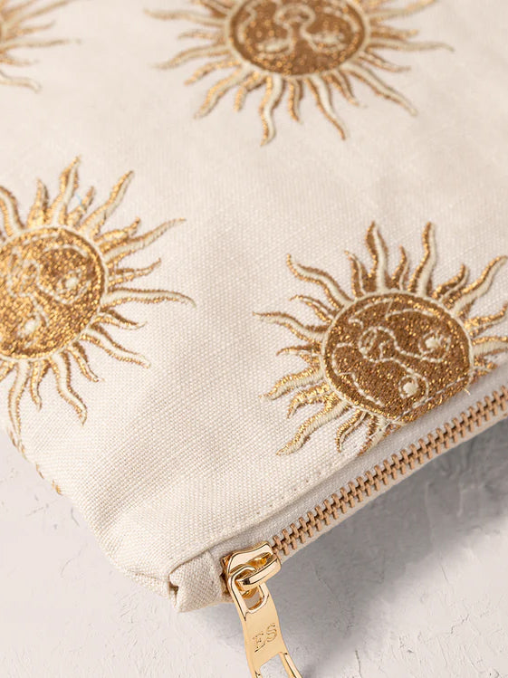 Elizabeth Scarlett Cotton Everyday Pouch - Oat Sun Goddess | Small Makeup Bag, Travel Organizer & Essential Oil Storage | Perfect for Daily Use, Gifts & On-the-Go Lifestyle