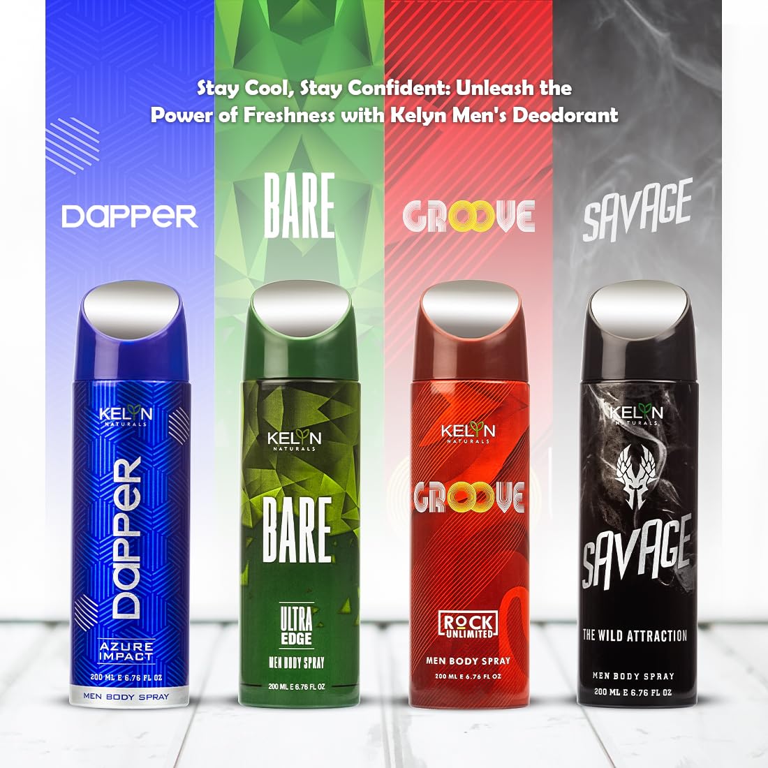 KELYN Men's Deodorant & Body Spray Gift Set - Long Lasting Fragrance, Pack of 2 | Fresh Scent for Daily Use, Gym & Outdoor Activities