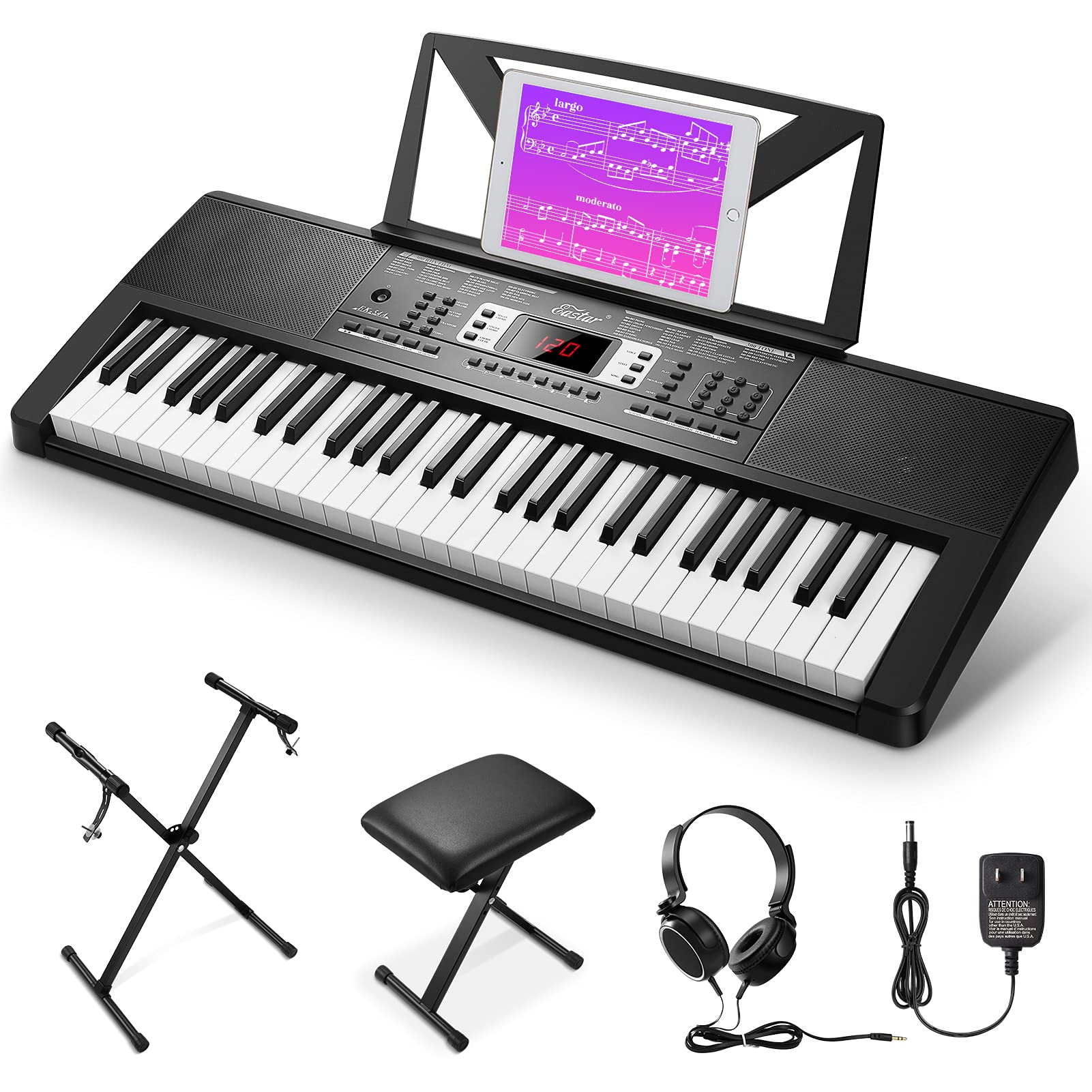 Eastar 54-Key Electronic Keyboard Piano with Stand, Bench & Accessories - Portable Digital Piano for Beginners, Kids & Adults - Perfect for Home Practice, Music Lessons & Live Performances