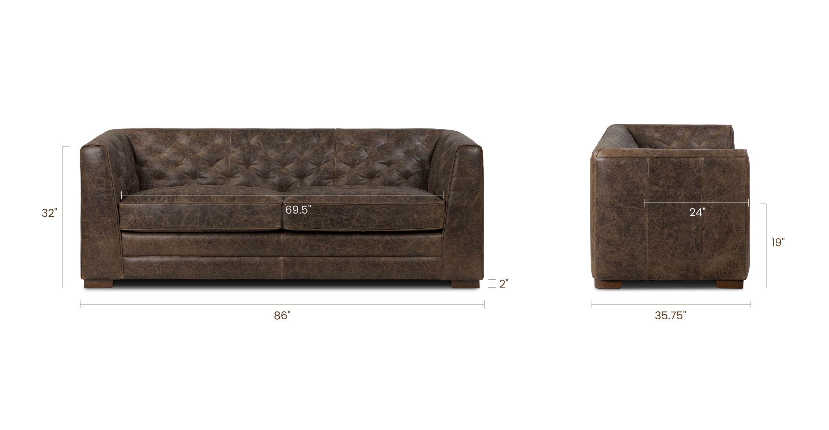 Essex 86 Leather Pull-Out Convertible Sleeper Sofa - Modern Leather Sofa Bed for Living Room, Guest Room & Small Spaces