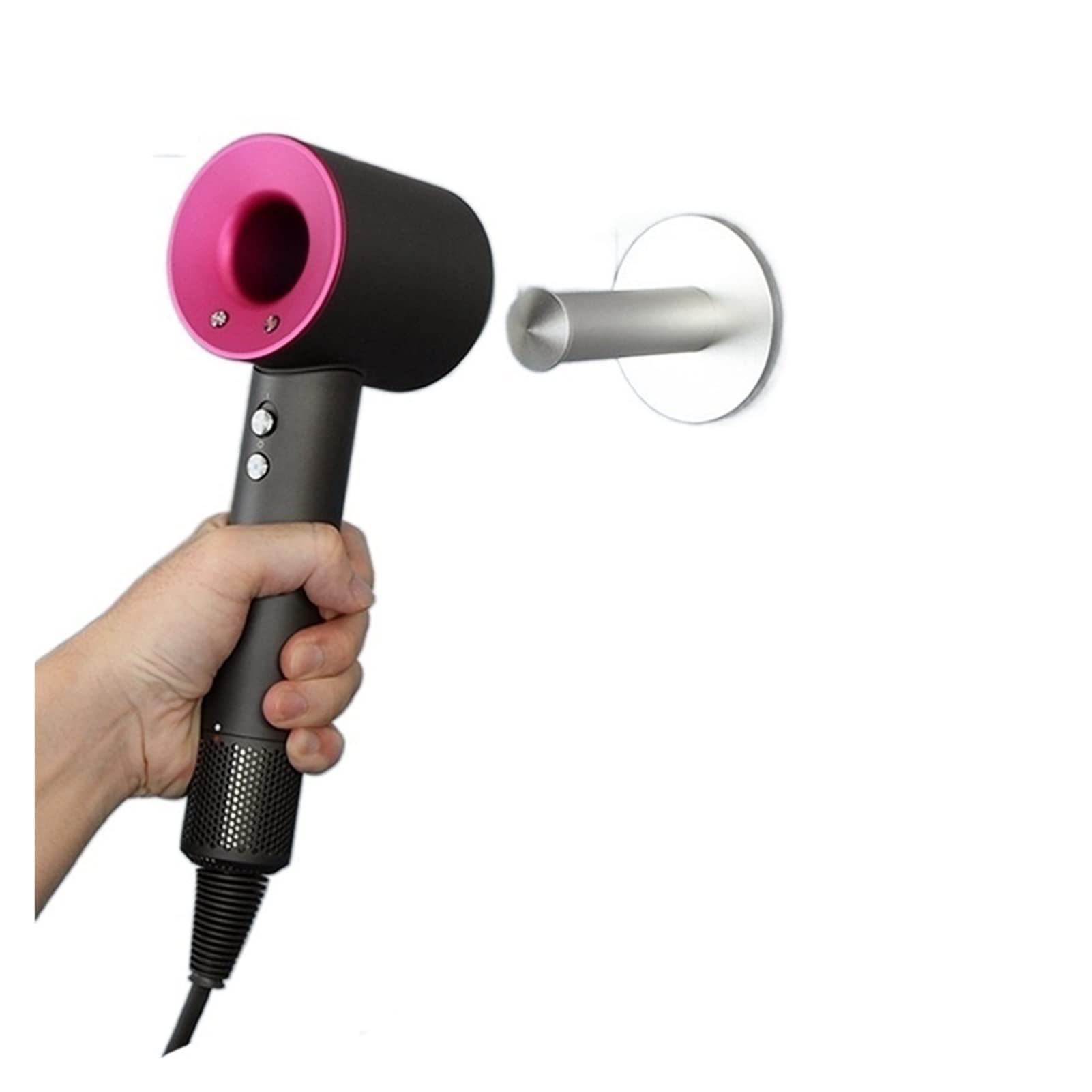 Dyson Hair Dryer Wall Mount Holder - Metal Hanging Shelf Rack for Bathroom Storage | Silver | Space-Saving Organizer for Hair Tools & Accessories | Perfect for Home, Salon & Travel Use