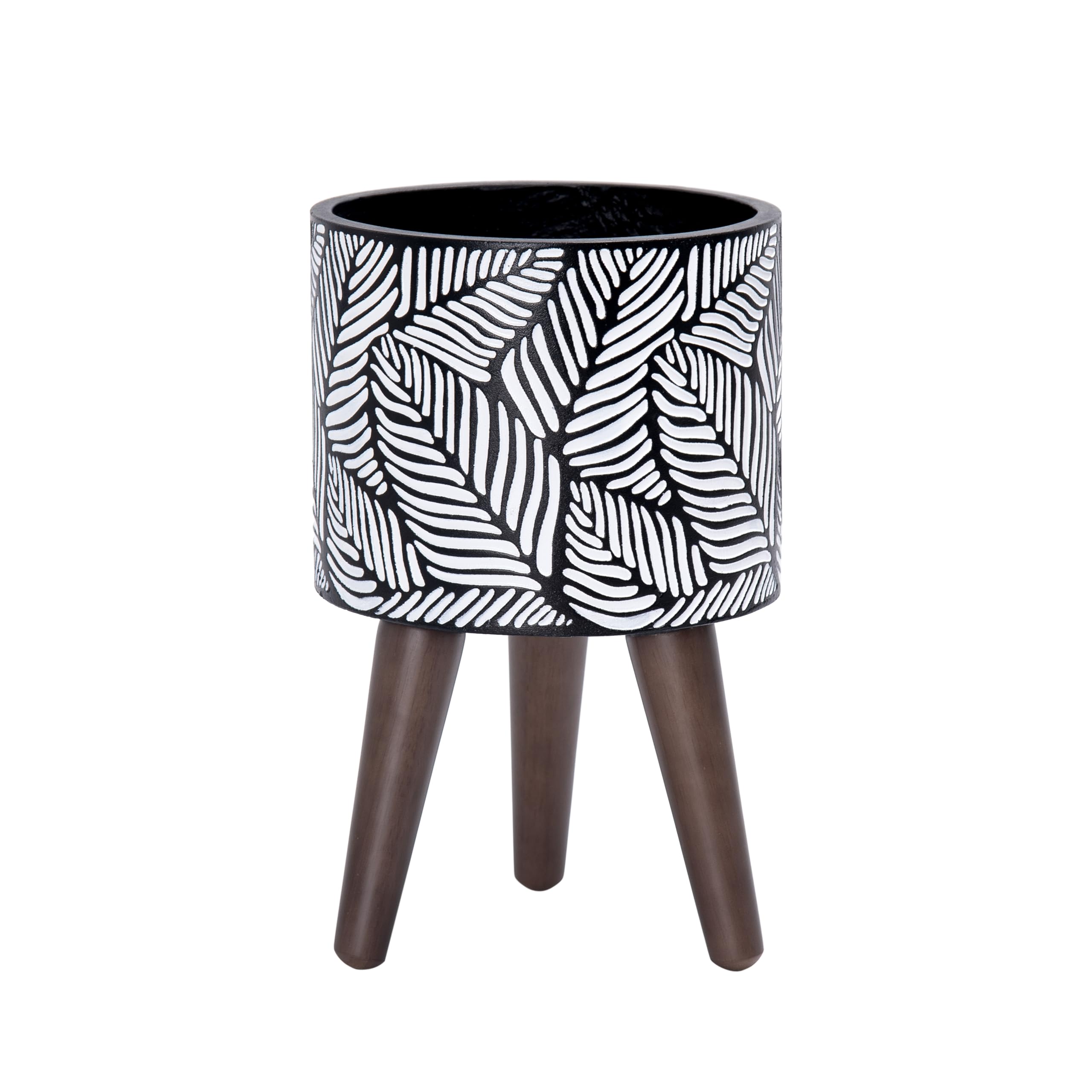 8 Inch Mid-Century Modern Plant Pot with Stand - Tall Indoor Planter with Legs for Small Plants in White/Grey | Perfect for Home Decor, Living Room, Office & Shelf Display