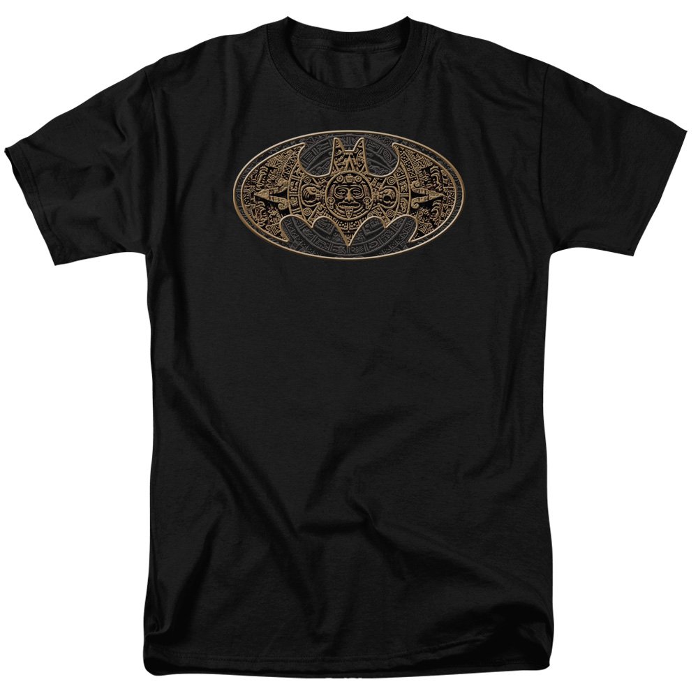Batman Men's Aztec Bat Logo Graphic T-Shirt - Black Cotton Tee for Superhero Fans | Casual Wear, Cosplay & Comic Con Outfits