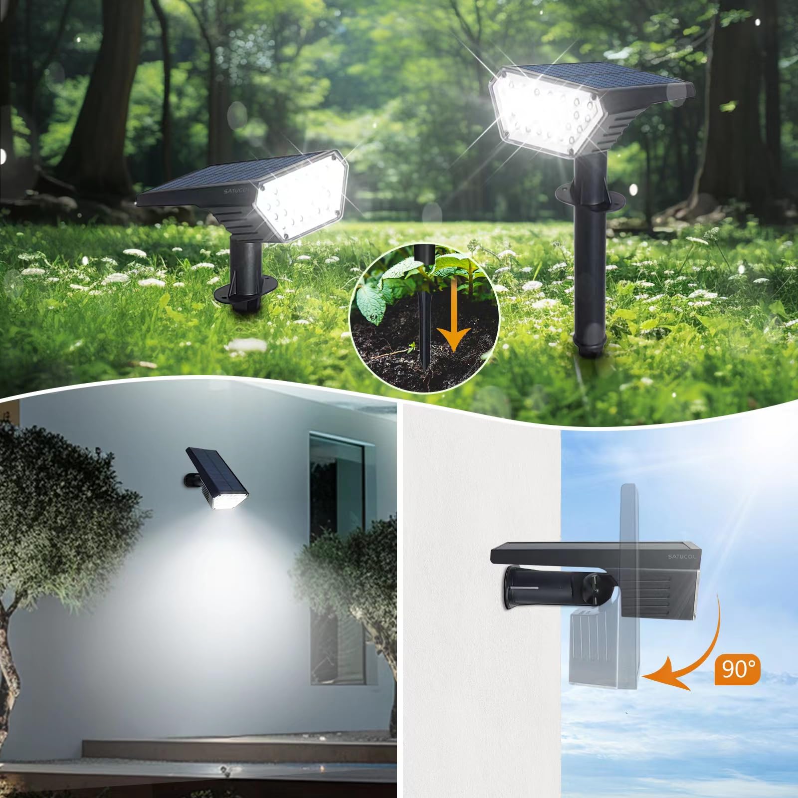 10 Pack Solar Spot Lights Outdoor Waterproof IP65, Auto On/Off Solar Powered Landscape Lighting for Garden Pathway, Yard, Driveway - Cool White | Energy Efficient & Weather Resistant for Year-Round Use