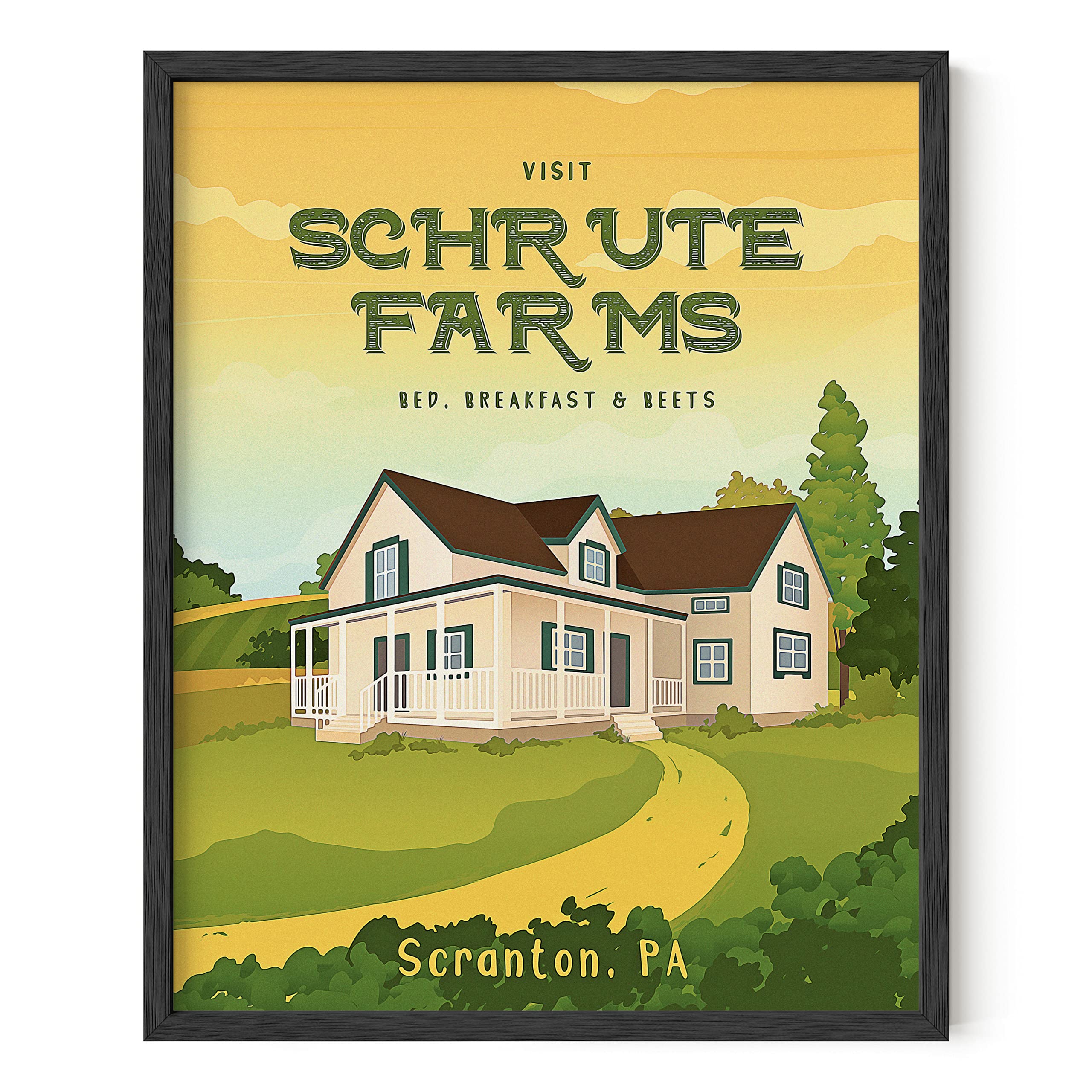 HAUS AND HUES Schrute Farms Dwight Schrute Office Poster - 16x20 Black Framed Wall Art for Office Decor | Funny TV Show Themed Print for Fans, Home & Workplace