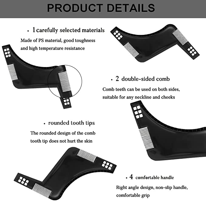 Professional Beard Shaper & Comb Kit for Men - 2-in-1 Grooming Tool for Precise Beard Styling at Home & Salon (Black) | Perfect for Daily Trimming, Shaping & Maintaining Facial Hair