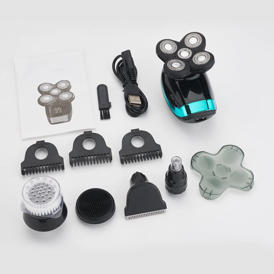 5-in-1 Electric Head Shaver for Bald Men - Waterproof USB Rechargeable Razor with Beard Trimmer & Hair Clipper | Perfect for Travel, Gym & Daily Shaving (Color: Suit)
