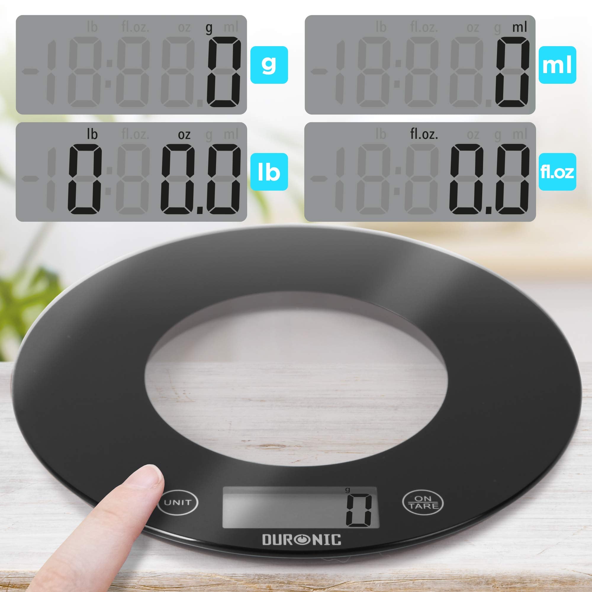 Duronic KS7000 Digital Kitchen Scale with Bowl - Precision Electronic Food Scale for Cooking, Baking, Pet Food & Postal Weighing - Large Backlit LCD Display - Perfect for Home Kitchens, Bakeries & Meal Prep