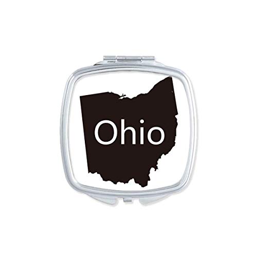 DIYthinker Ohio USA Map Outline Mirror - Portable Compact Double Sided Glass Makeup Mirror for Travel, Home Vanity & Handbag (American State Map Design)
