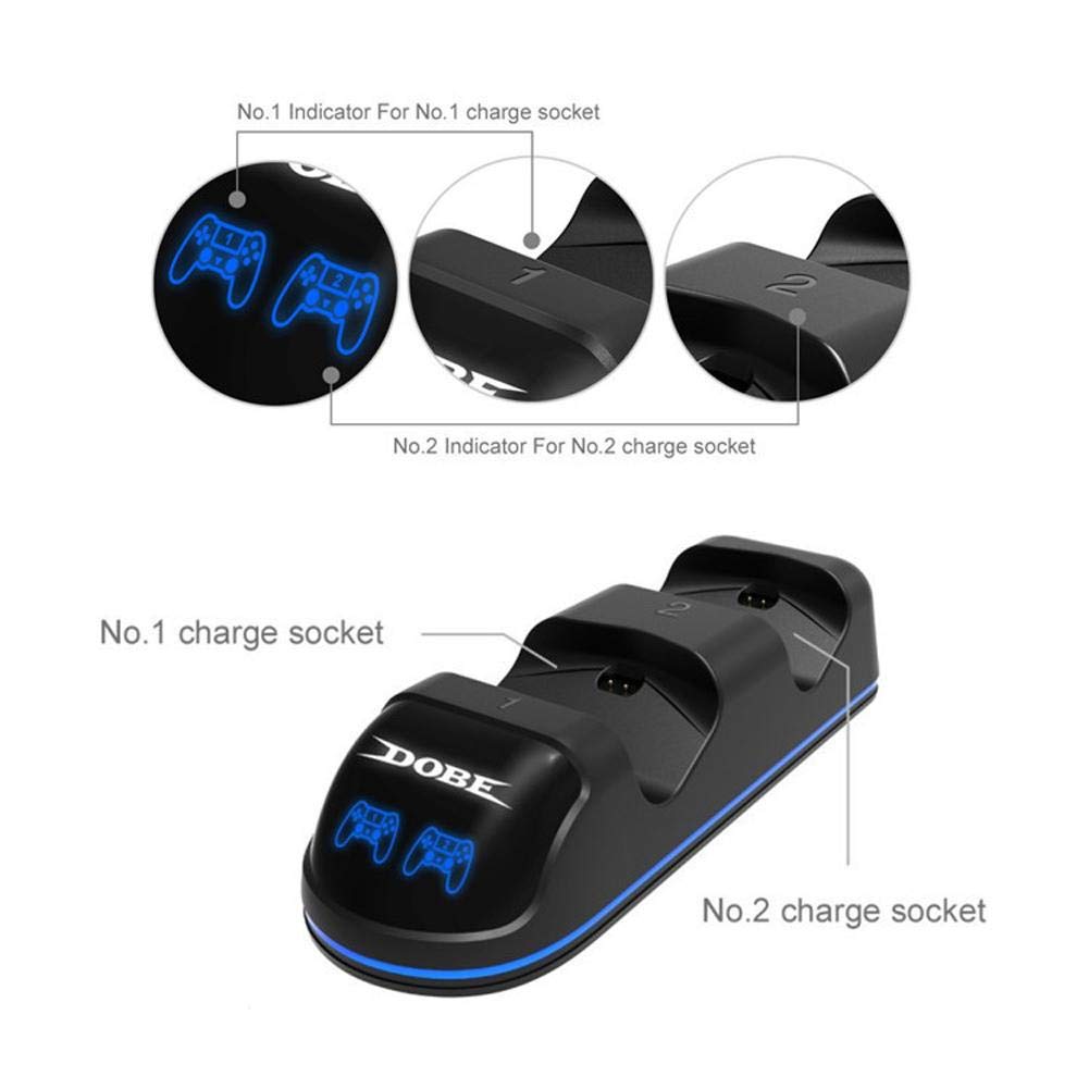 ADITAM PS4 Controller Charger - Wireless Fast Charging Dock Station with LED Display for PS4/PS4 Pro/PS4 Slim Controllers | Dual Shock Charging Stand | Perfect for Gaming Sessions & Multiplayer Setups