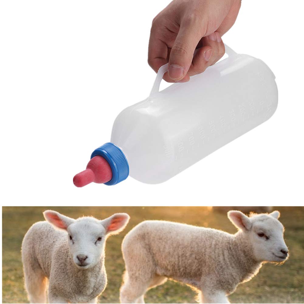 **1L Portable Goat Milk Feeding Bottle with Handle - Calf & Lamb Nursing Bottle for Small Animals - Ideal for Baby Goats, Lambs, and Calves Feeding at Home or Farm**
