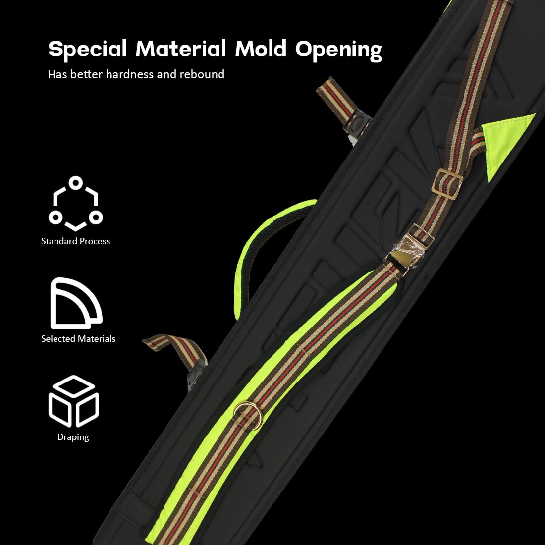 Premium Fluorescent Pool Cue Hard Case - Holds 3 Cue Butts & 4 Shafts with Large Zippered Accessory Pockets & Adjustable Shoulder Strap | Durable Protection for Billiards, Pool Halls, Tournaments & Travel