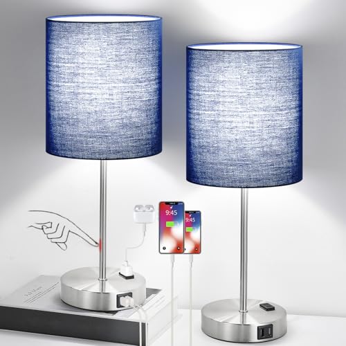 Navy & Brushed Nickel(Base)-Two 5000K Bulbs Included