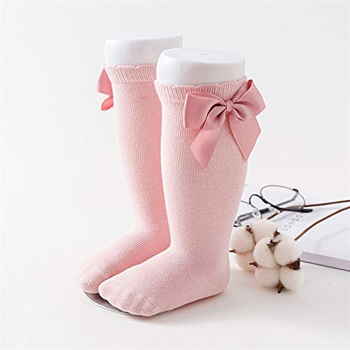 Baby Girls Cute Knee-High Socks | Toddler Tube Socks with Ruffled Bows | Soft Cotton Princess Stockings for Newborns & Infants | Perfect for Dress-Up, Photo Shoots & Everyday Wear