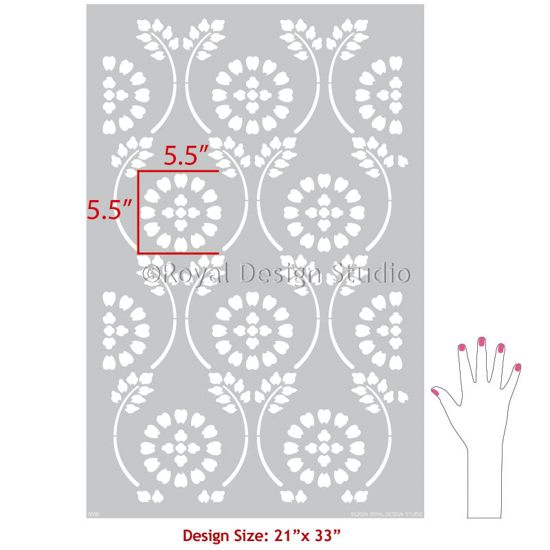 Charlotte Country Floral Trellis Wall Stencil - Reusable DIY Painting Template for Home Decor, Furniture & Craft Projects - Perfect for Bedroom, Nursery, Living Room Accent Walls