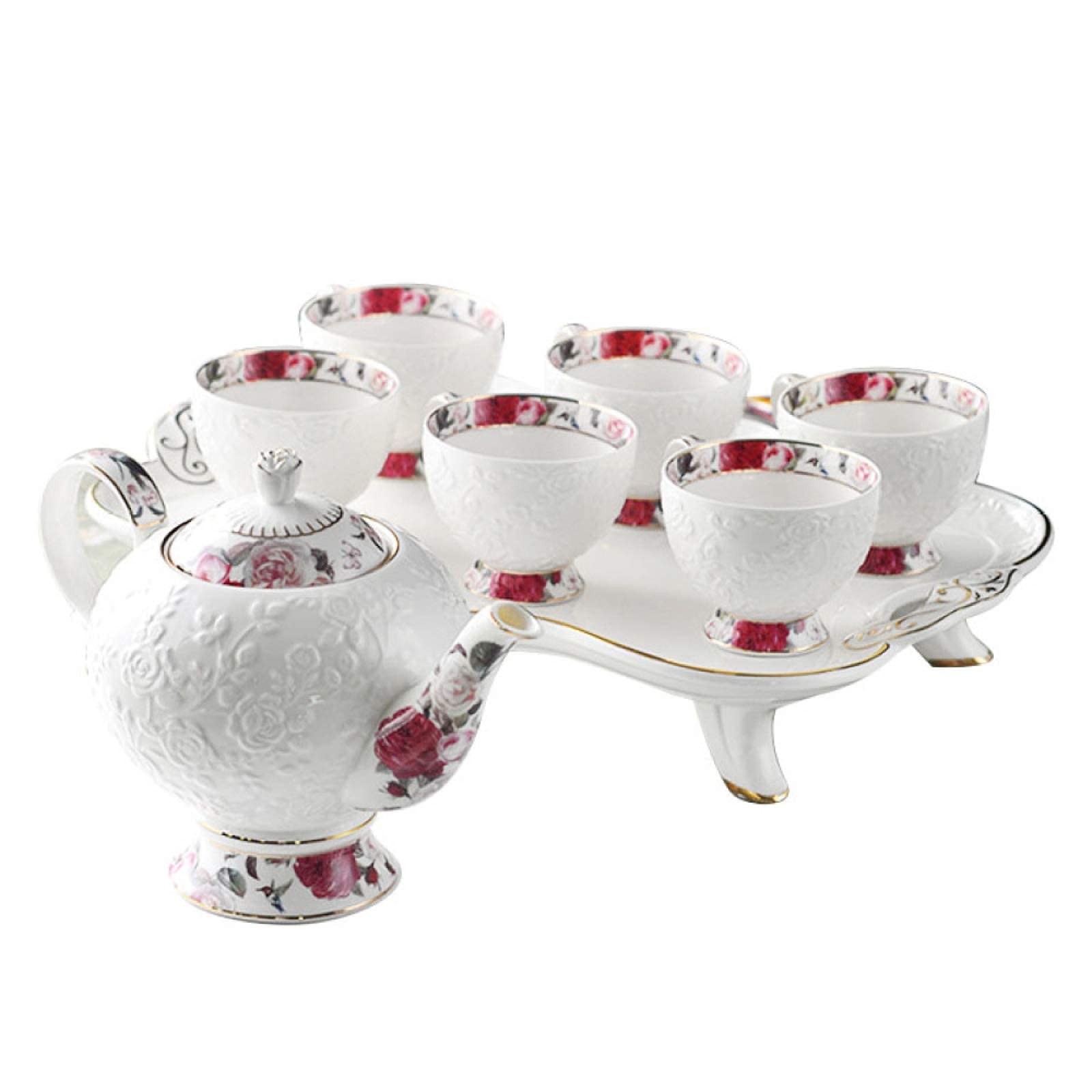Premium Porcelain Tea Set for Adults - Elegant Teapot & Coffee Cups with Serving Tray - Perfect for Afternoon Tea, Coffee Breaks & Gifts - Ideal for Home, Office & Special Occasions
