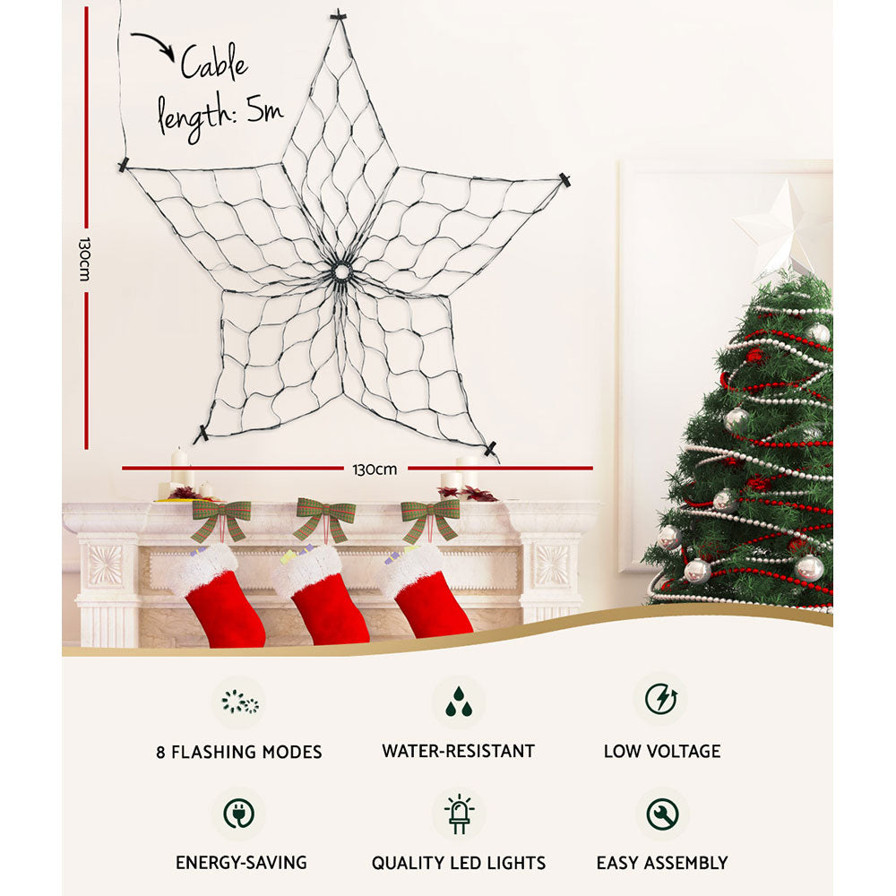 1.3M Christmas Lights - 130 LED Snowflake String Lights for Indoor/Outdoor Holiday Decor - Perfect for Christmas Trees, Windows, and Party Decorations