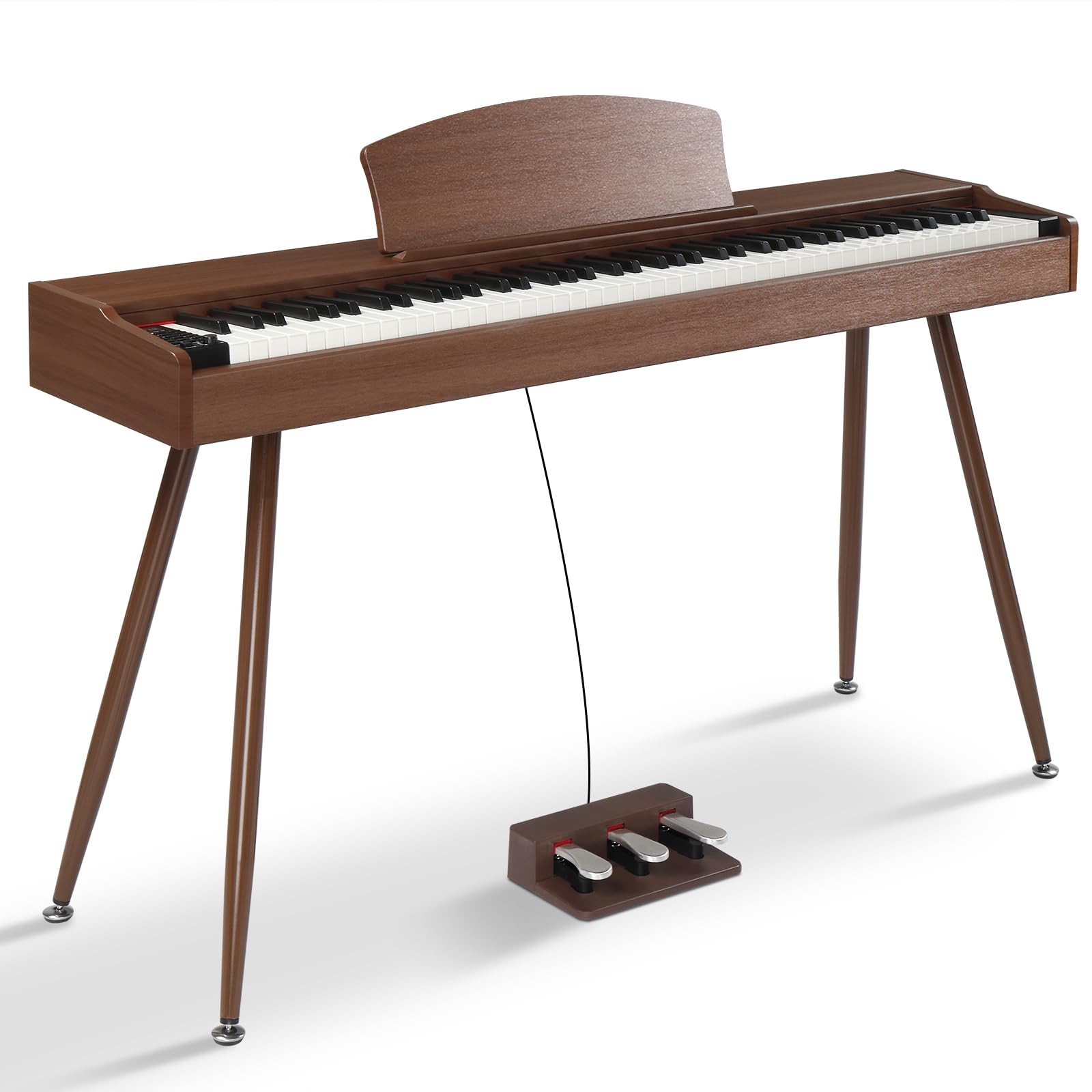 Ktaxon 88-Key Weighted Action Digital Piano with 3-Pedal Unit, Removable Music Stand, Stereo Headphones & MIDI - Professional Electronic Keyboard for Home, Studio & Stage (Brown)