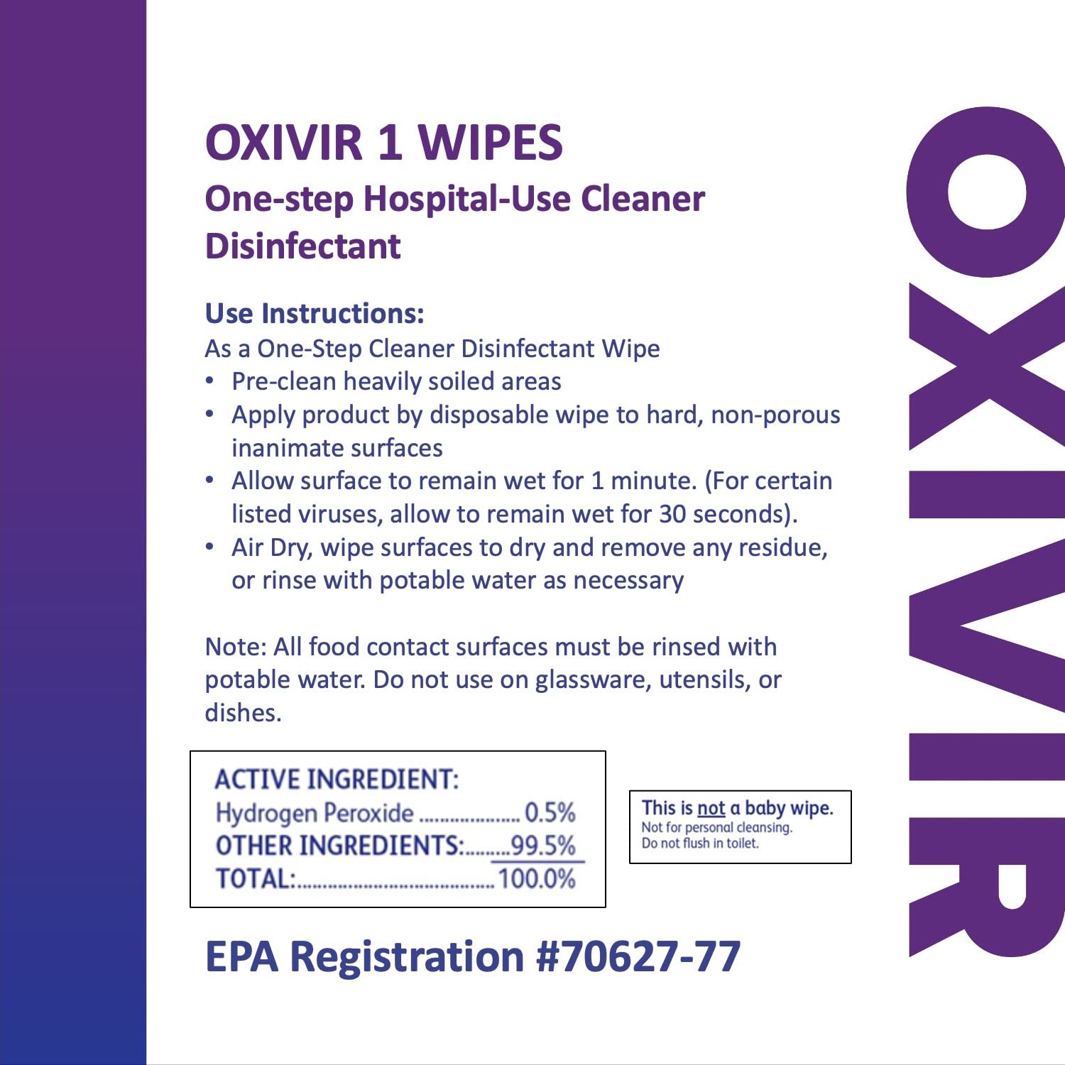 Diversey Oxivir 1 100850924 Disinfectant Wipes - Virucidal, Bactericidal, Tuberculocidal, Fungicidal with Accelerated Hydrogen Peroxide - Unscented 160 Extra Large 11
