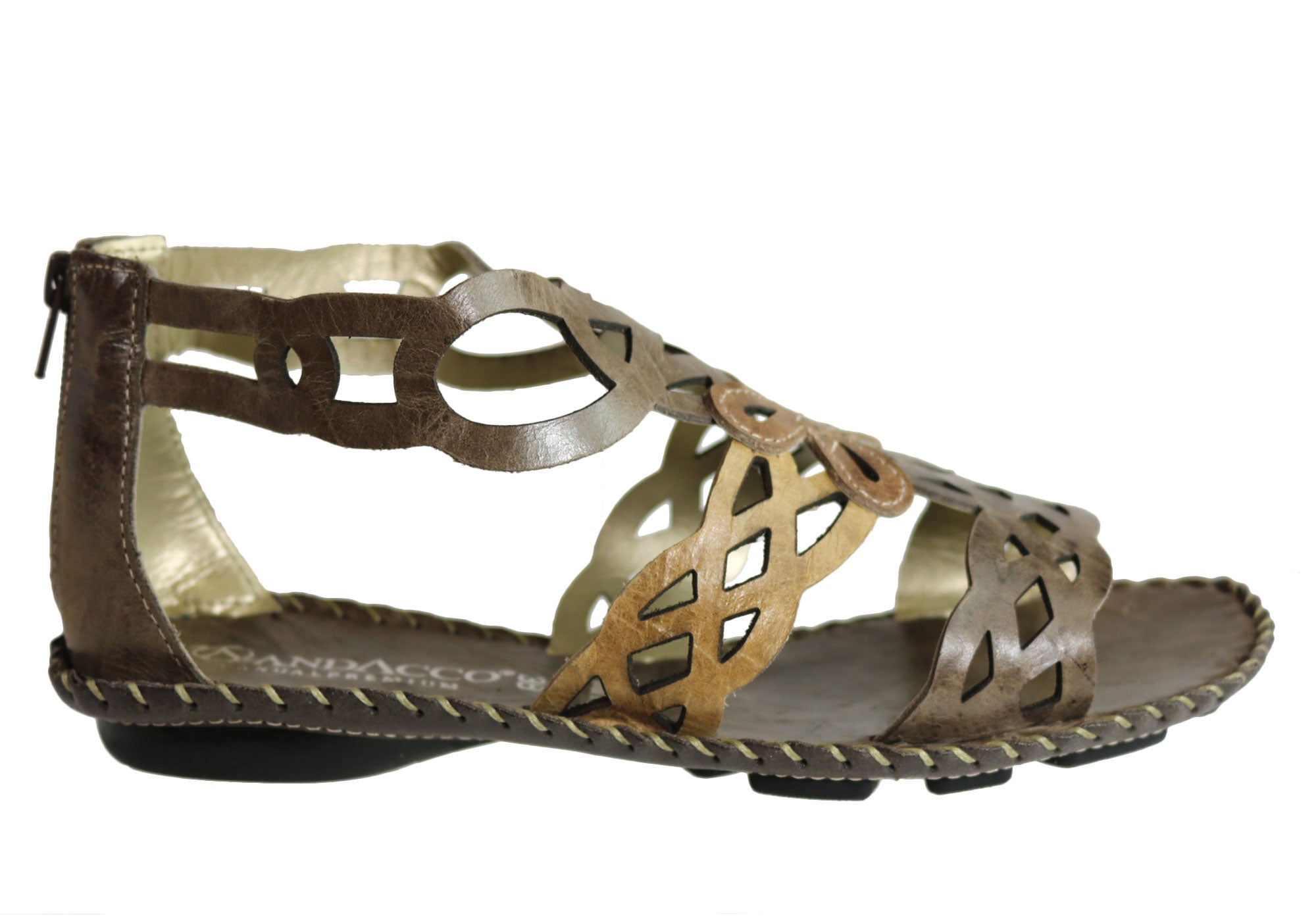 Andacco Betti Women's Comfortable Flat Leather Sandals - Handmade in Brazil - Perfect for Beach, Vacation & Summer Outfits
