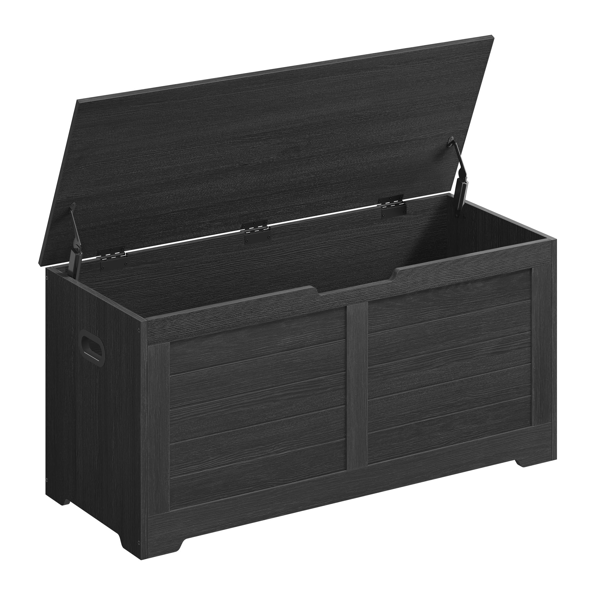 VASAGLE Farmhouse Style Storage Chest Bench - 15.7 x 39.4 x 18.1 Inch Multifunctional Trunk with 2 Safety Hinges, Entryway Shoe Storage Organizer for Bedroom, Living Room & Hallway - Charcoal Gray ULSB061B01 | Perfect for Small Space Organization & Farmhouse Decor