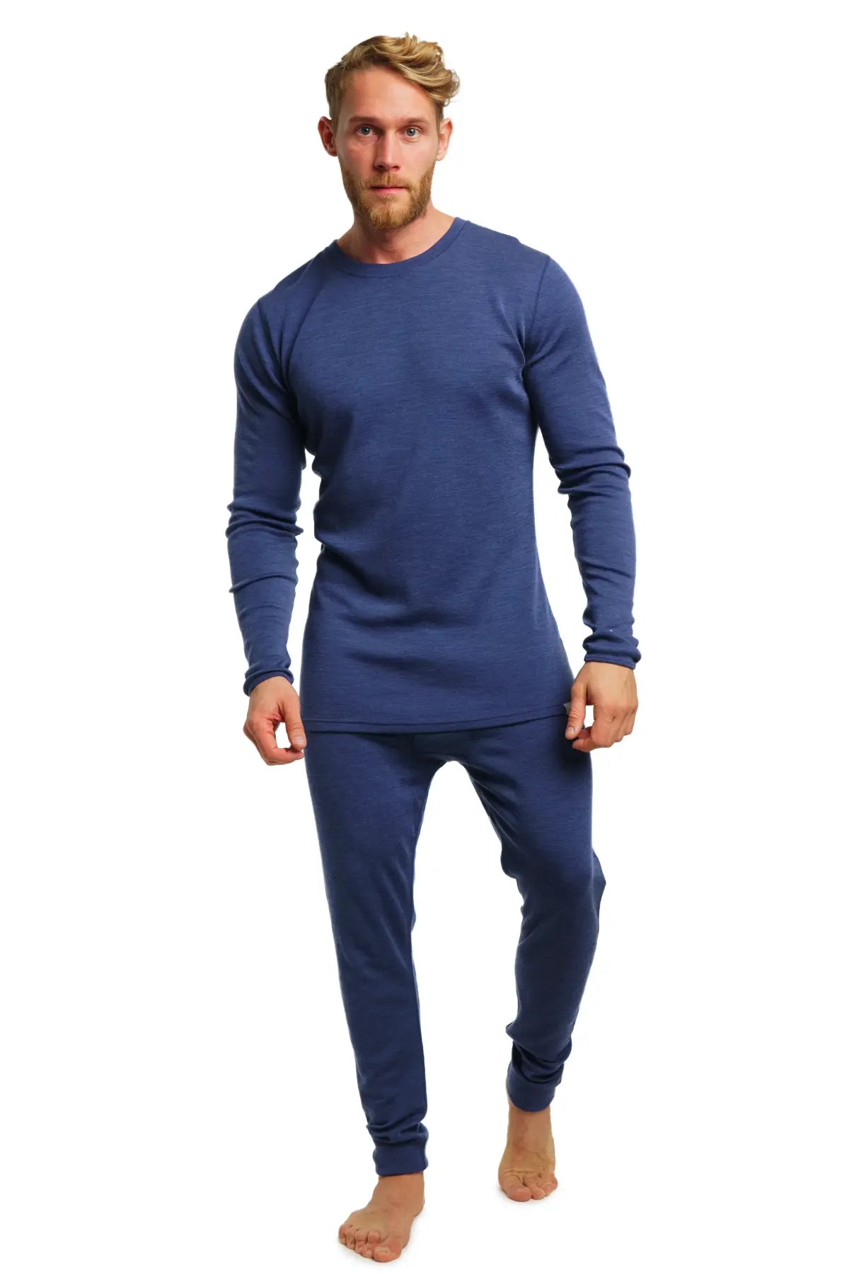 Men's 250g Merino Wool Thermal Underwear Set - Windsor Blue - Warm Base Layer for Skiing, Hiking & Winter Outdoor Activities