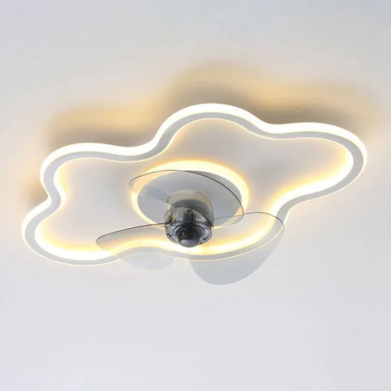 Modern White Irregular Ceiling Fan with LED Light - Energy Efficient Cooling & Stylish Lighting for Living Room, Bedroom, or Patio