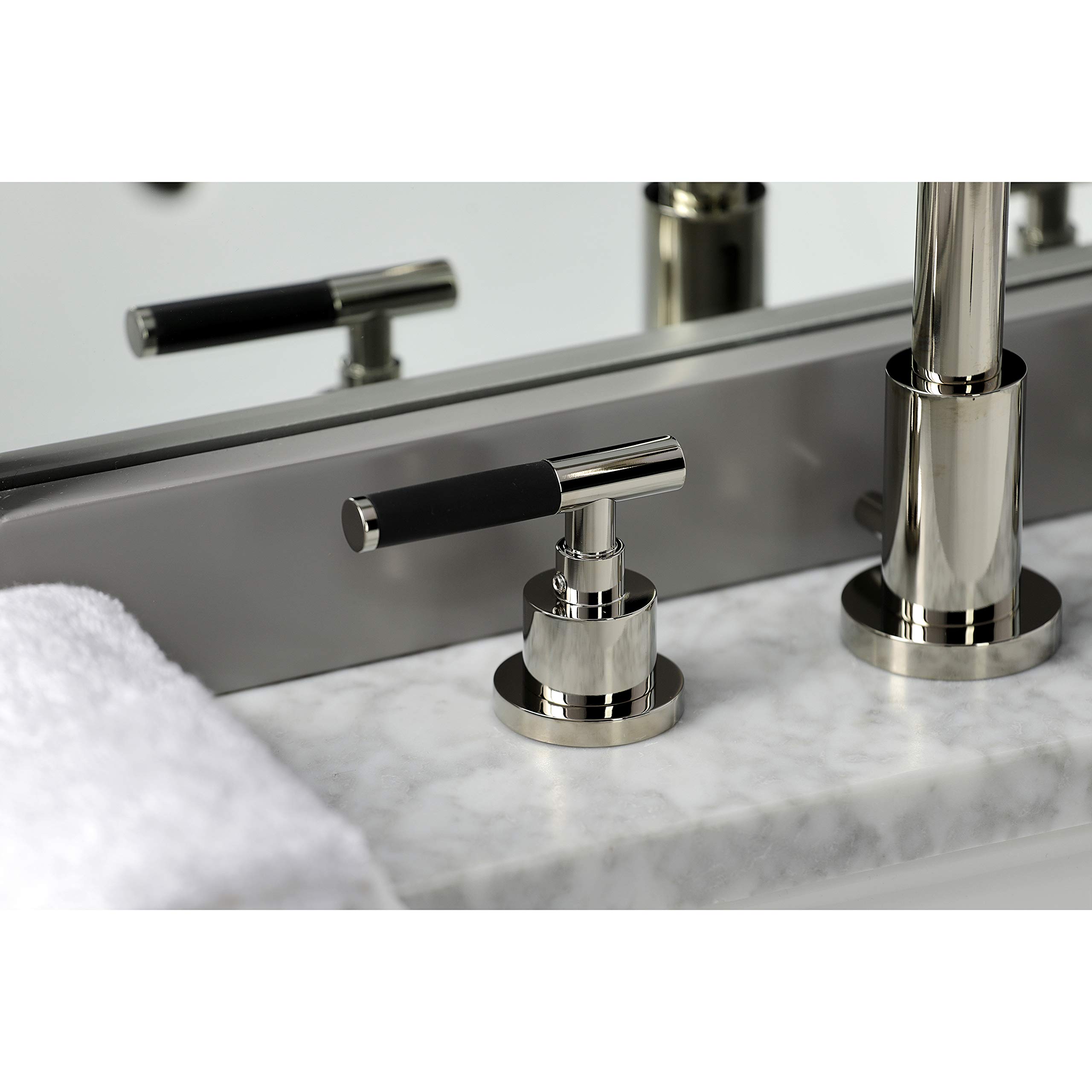 Kingston Brass FSC8959CKL Kaiser 8-inch Widespread Bathroom Faucet with Brass Pop-Up Drain - Polished Nickel Finish (13