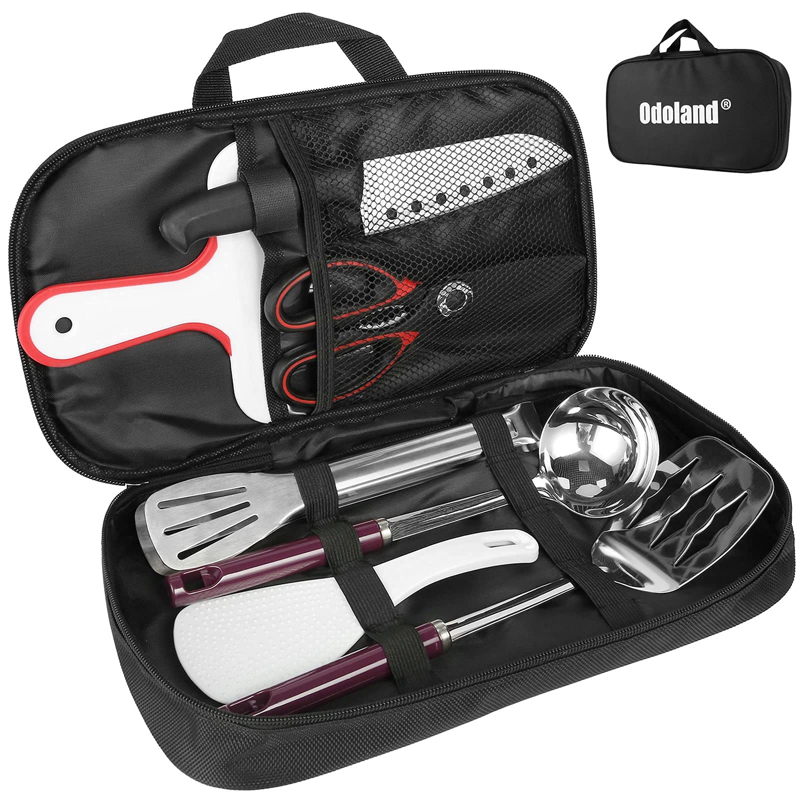 Odoland 16-Piece Camping Cookware Set with Folding Stove & 8-Piece Utensils - Lightweight Backpacking Gear for Outdoor Adventures, Hiking & Travel | Perfect for Camping, Picnics & Emergency Preparedness