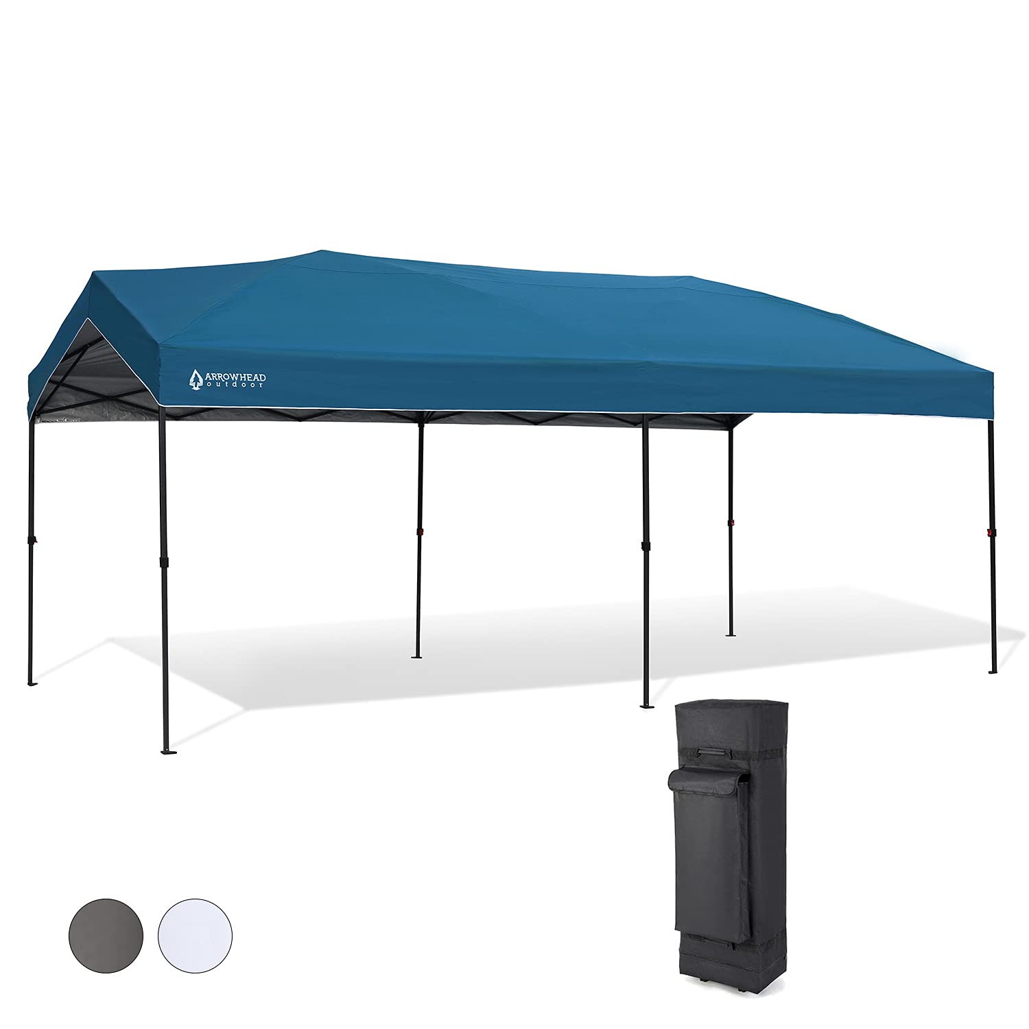 ARROWHEAD OUTDOOR 10’x20’ Pop-Up Canopy Tent - Instant Shelter with 300D Waterproof & UV Resistant Fabric - Easy One Person Setup - Includes Wheeled Carry Bag, Guide Ropes & Stakes - Perfect for Backyard Parties, Camping, Beach & Outdoor Events (Blue, KGS0391U)