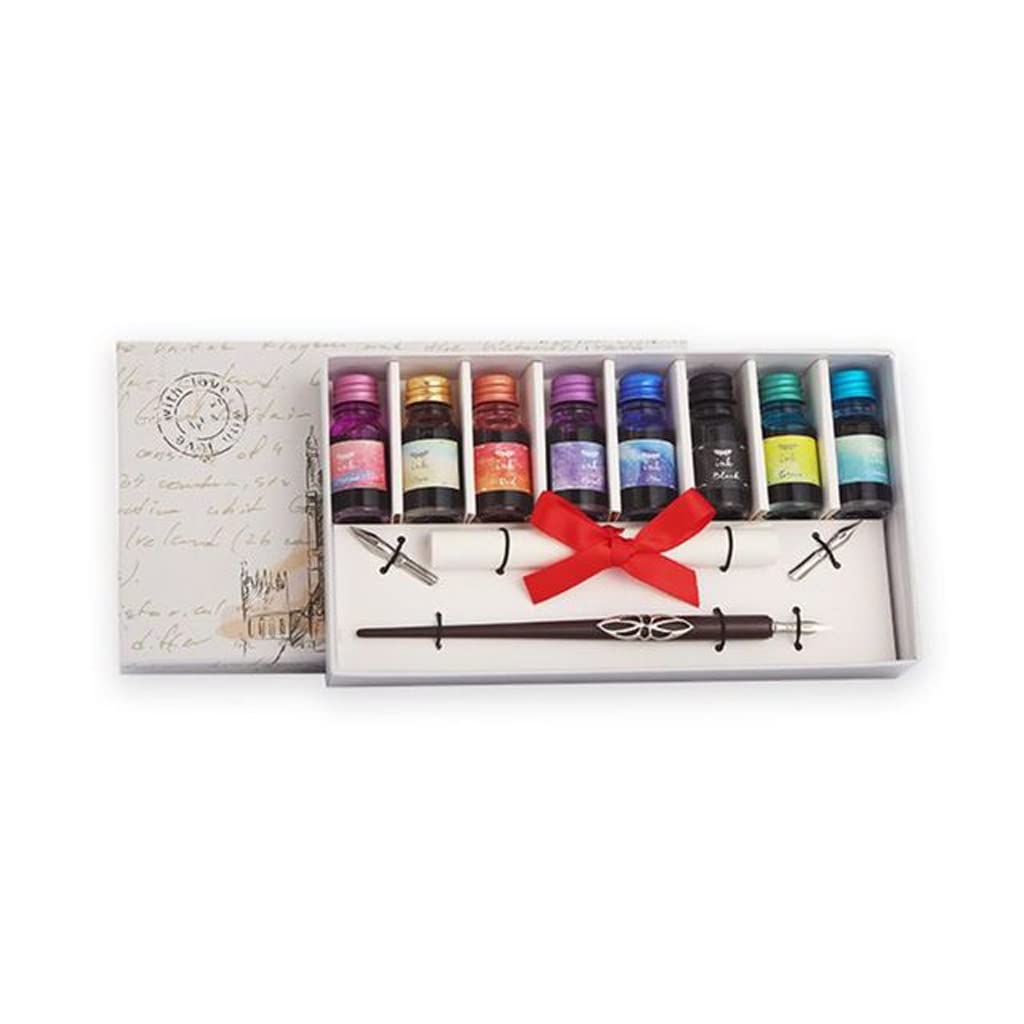 YLHXYPP Calligraphy Dip Pen Set with Wooden Handle, Ink Nibs & Hook Line Design - Perfect for Signature Writing, Office Use, School Projects & Gift Giving - Ideal for Wedding Invitations, Art Journals & Creative Lettering