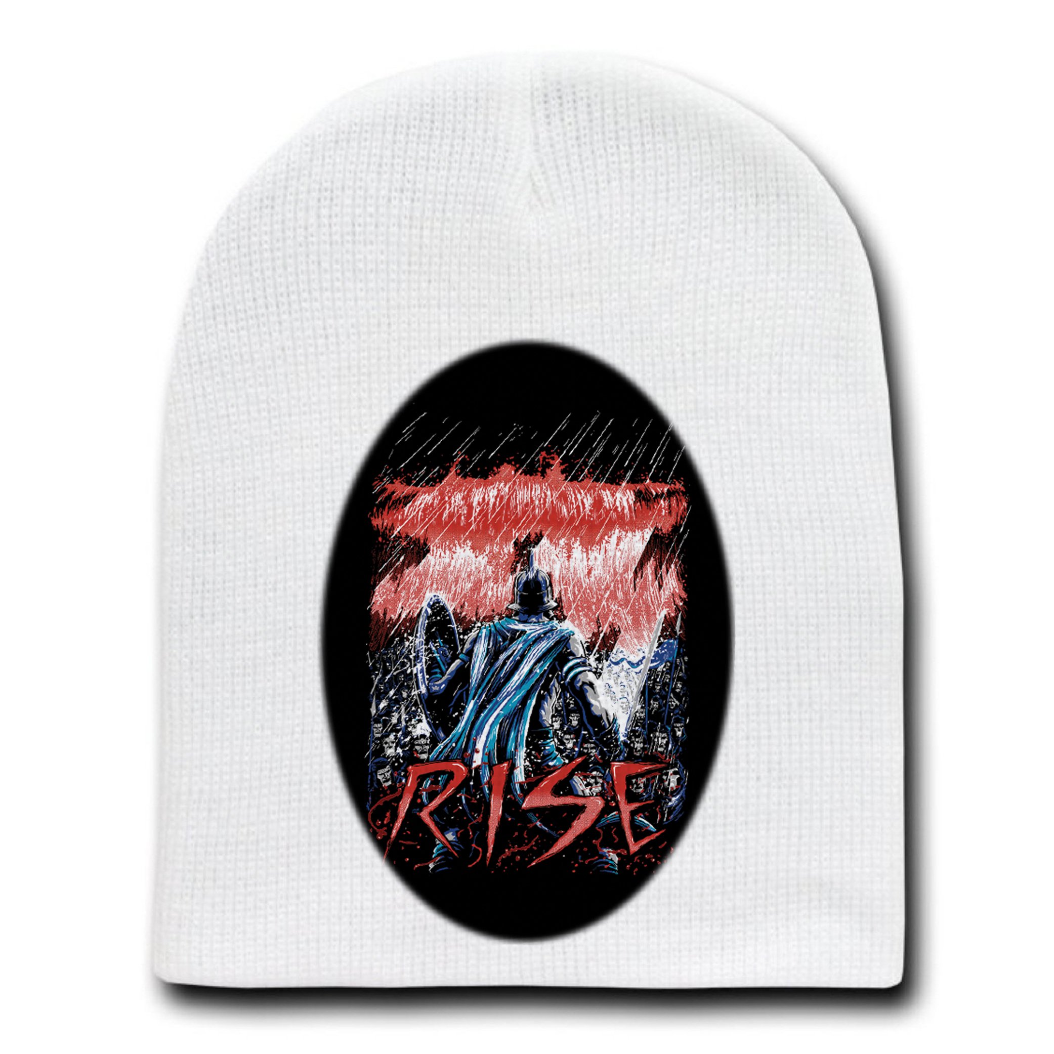 Rise Movie Film Parody Beanie - Funny White Skull Cap for Adults | Perfect for Halloween Costumes, Movie Nights & Winter Fashion